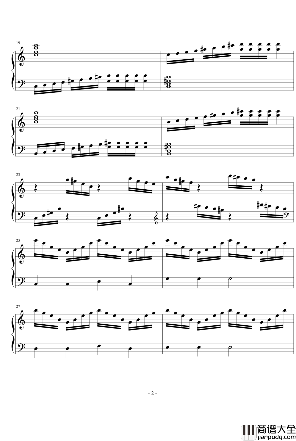 C大调练习曲2号钢琴谱_zhangjie012347
