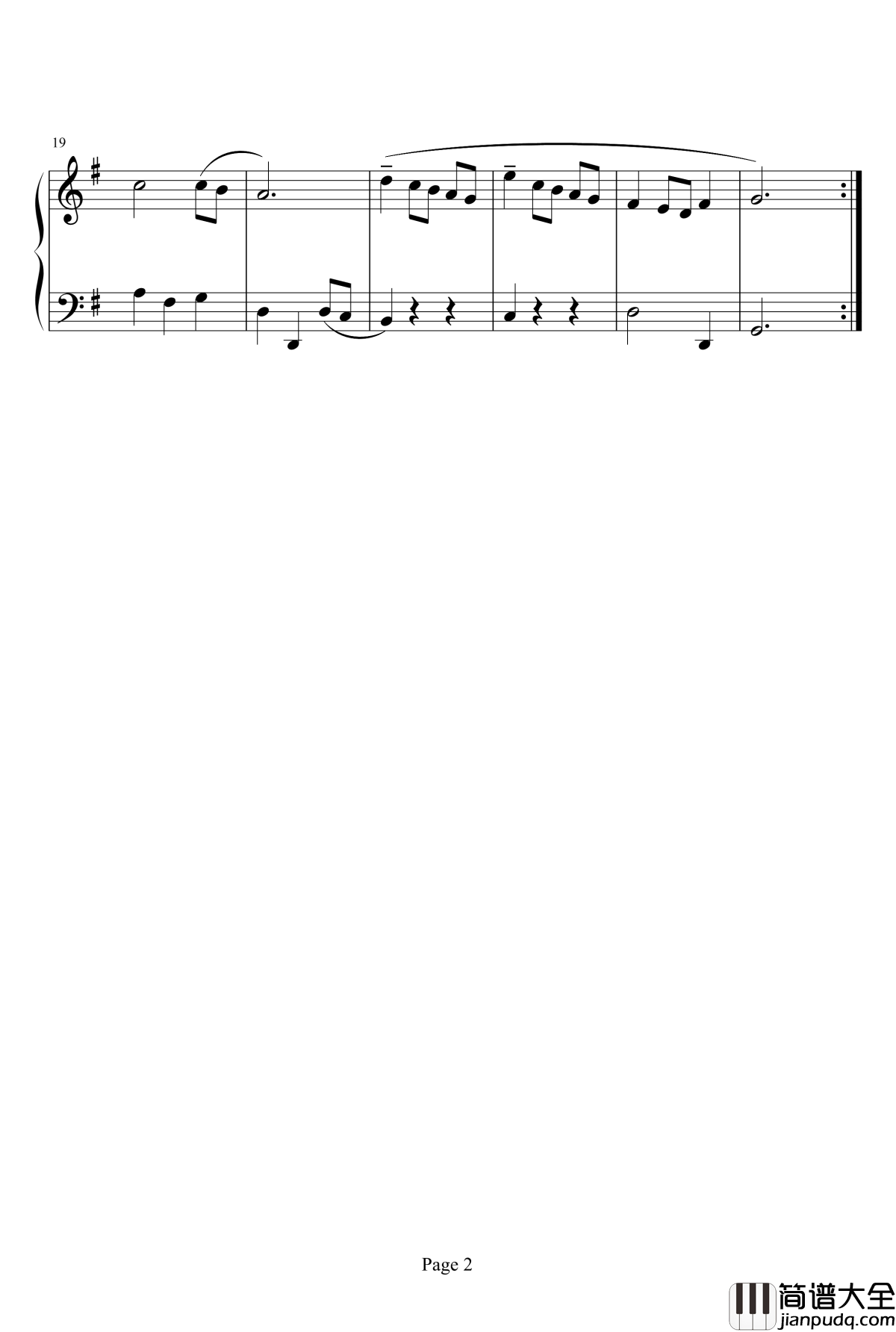 小步舞曲钢琴谱_巴赫初级钢琴曲集07