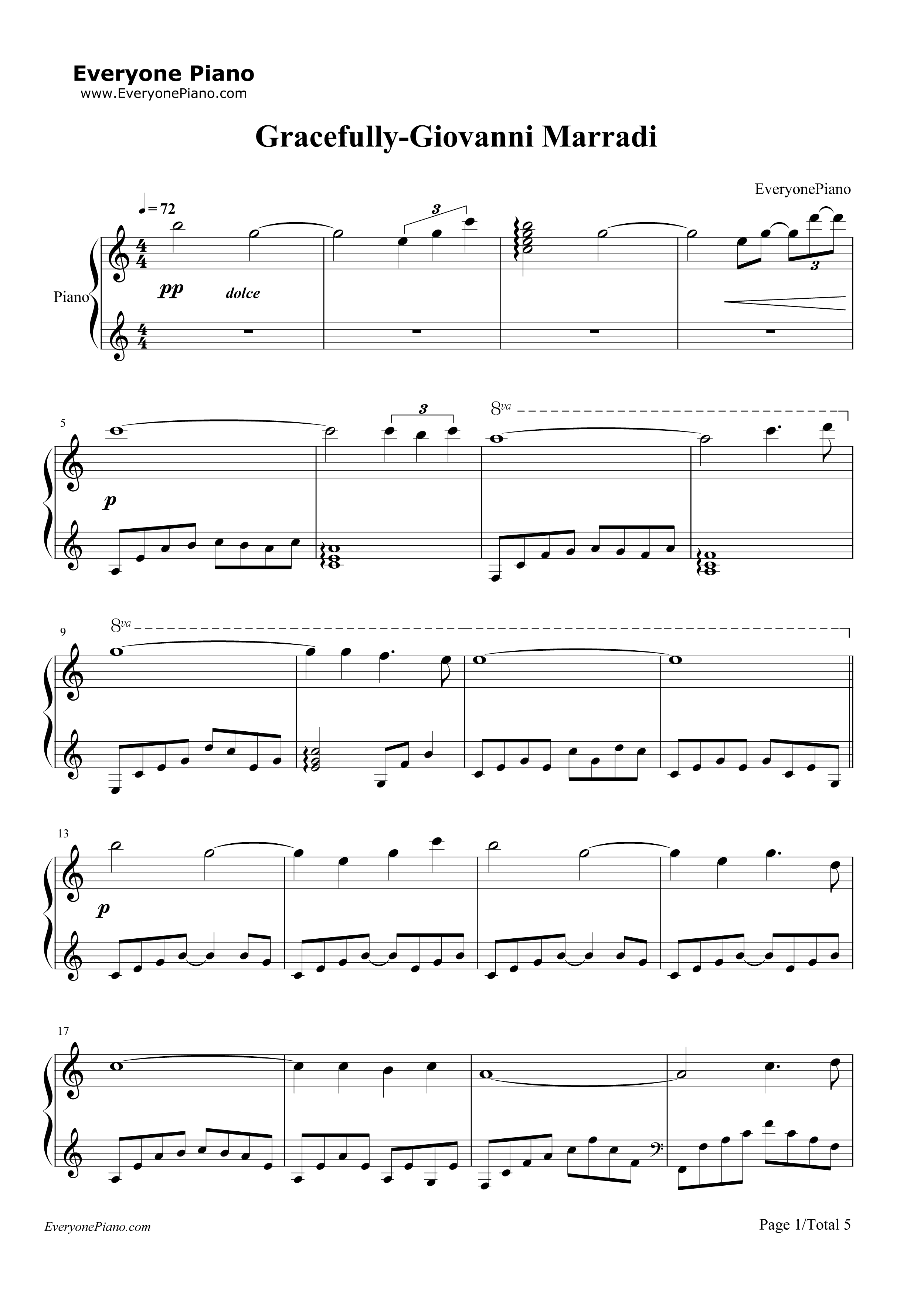 Gracefully钢琴谱_Giovanni_Marradi(乔瓦尼)