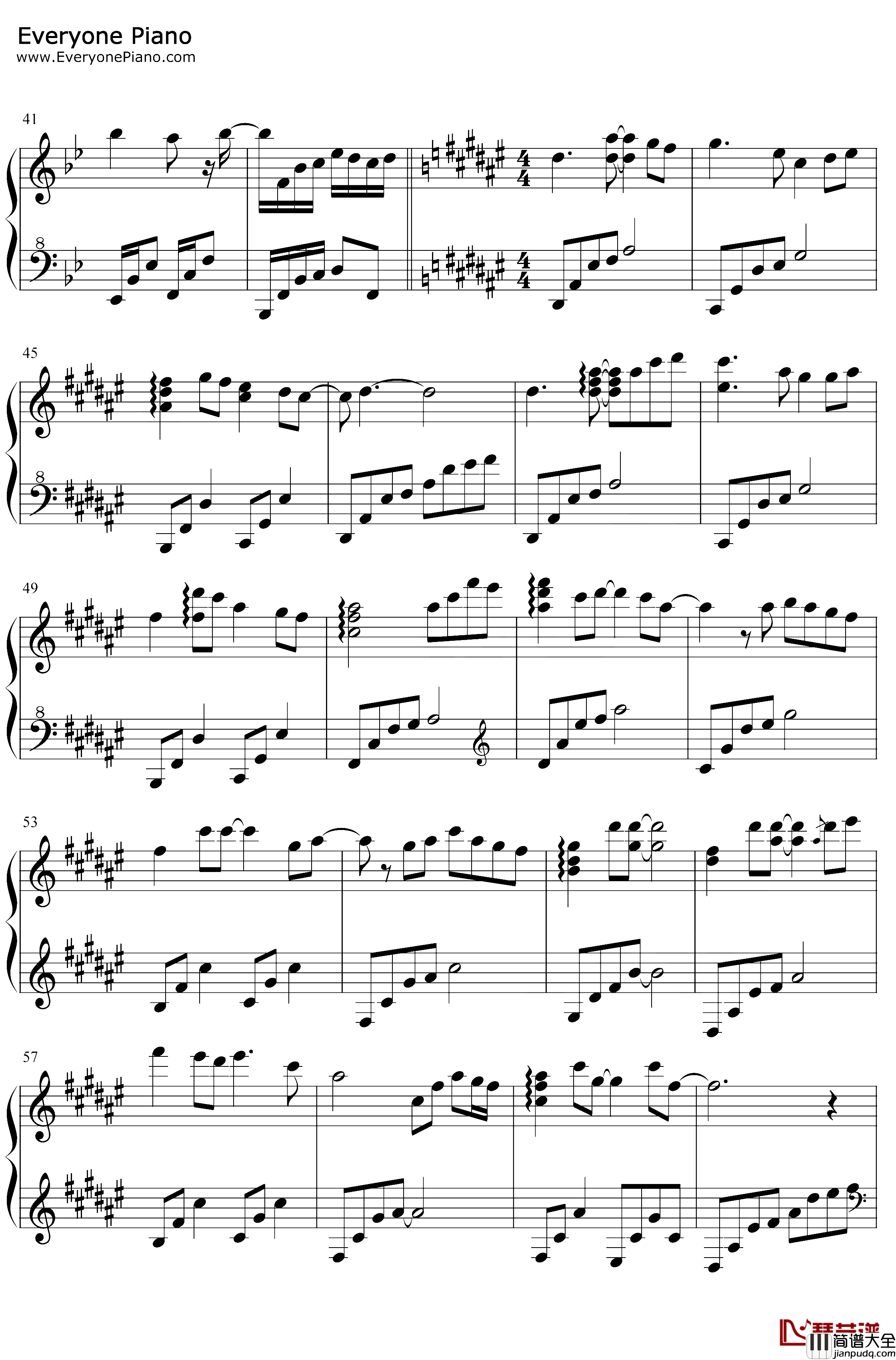 一直很安静钢琴谱_阿桑_完美版_仙剑奇侠传插曲