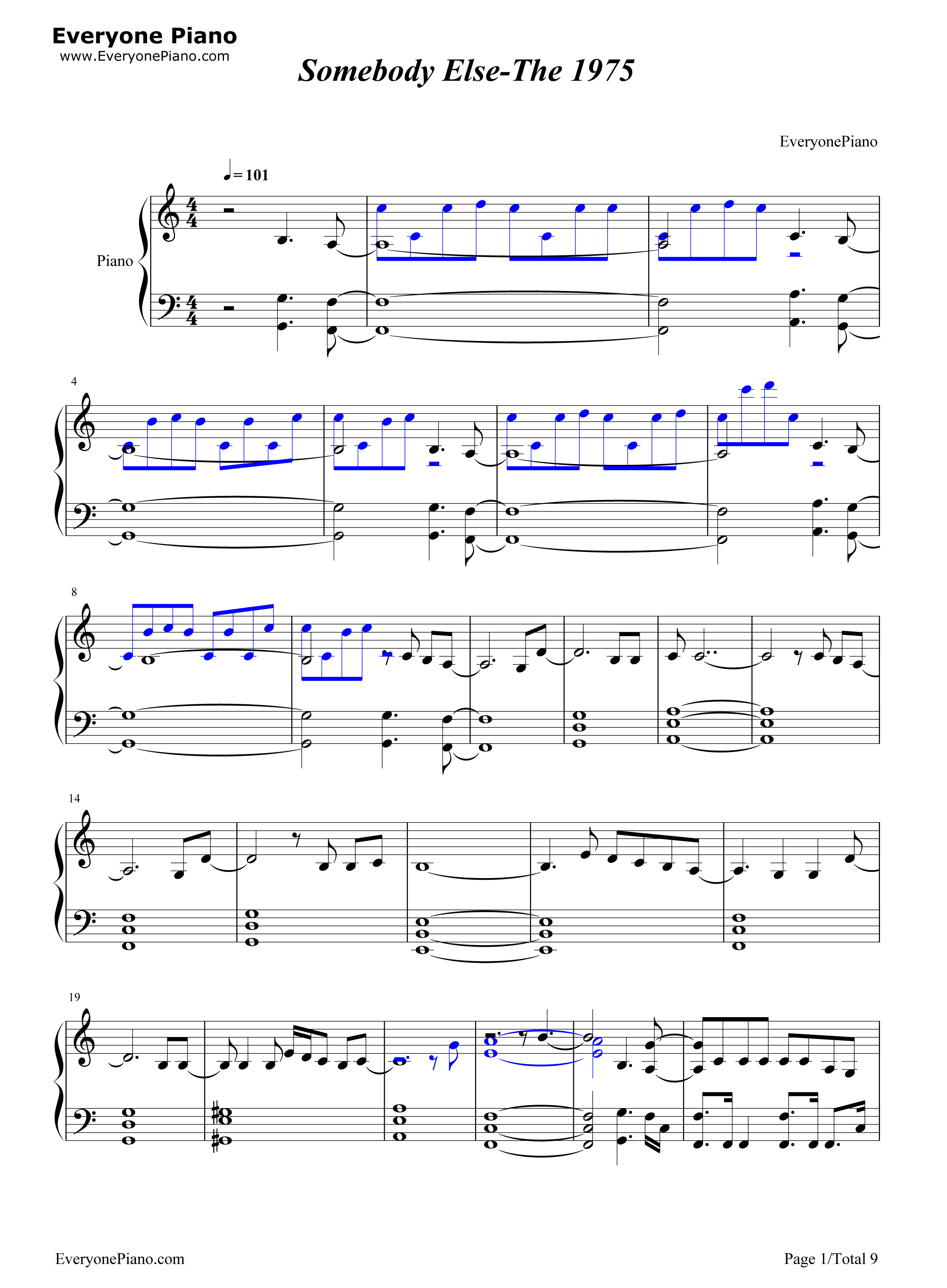 Somebody_Else钢琴谱_The_1975