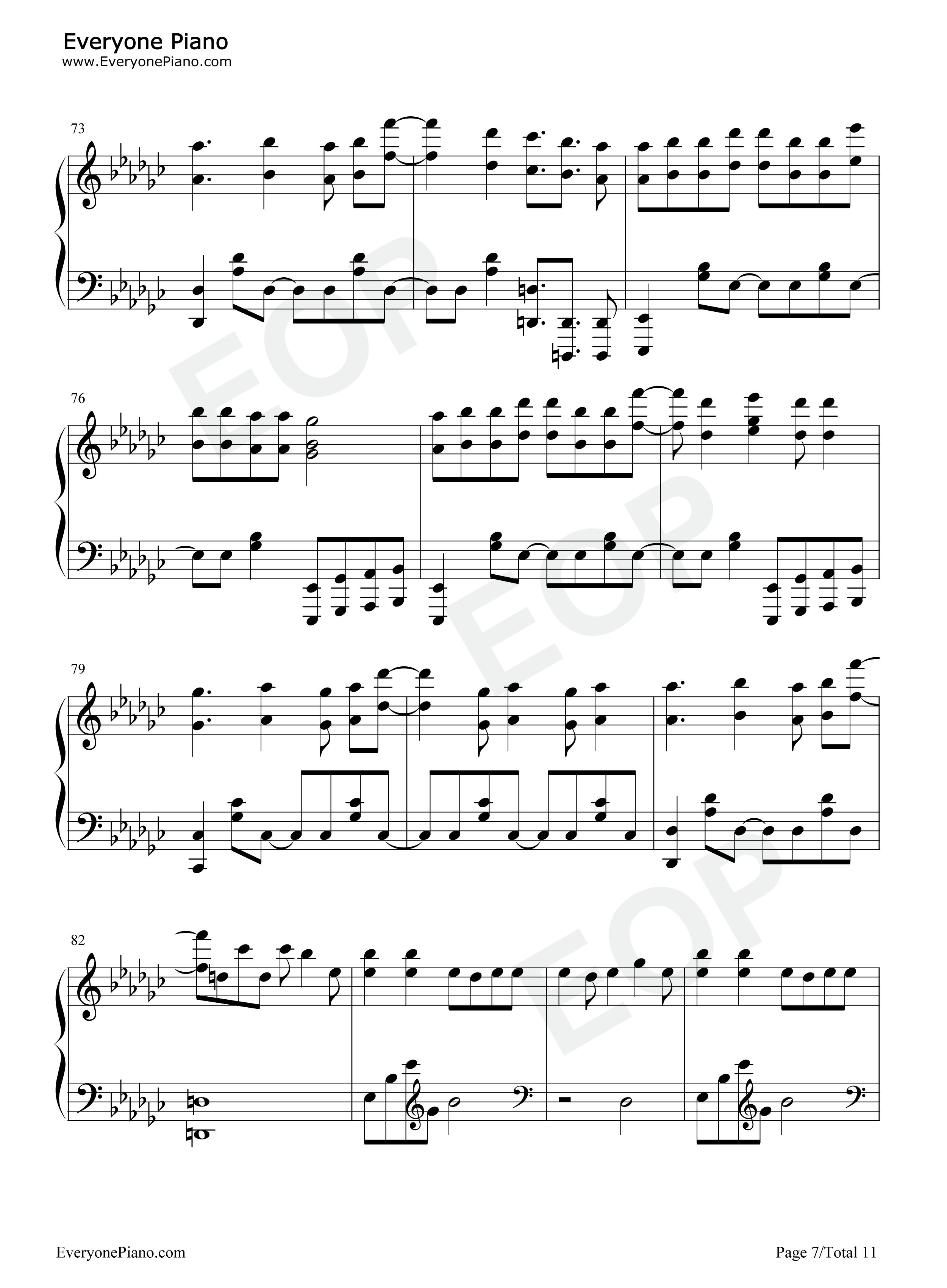 No.7钢琴谱_地缚少年乐队