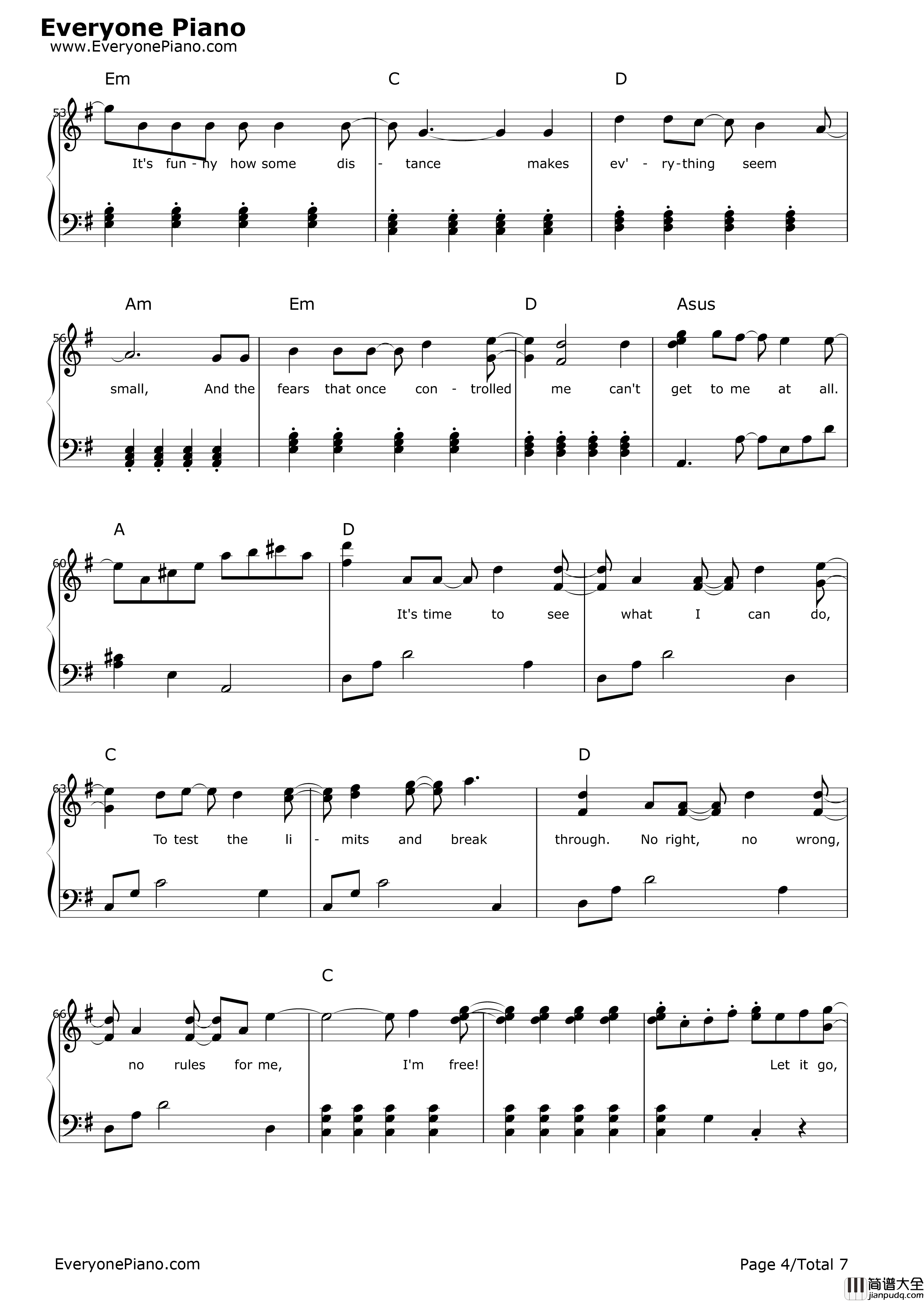 let_it_go简单版钢琴谱_Idina_Menzel