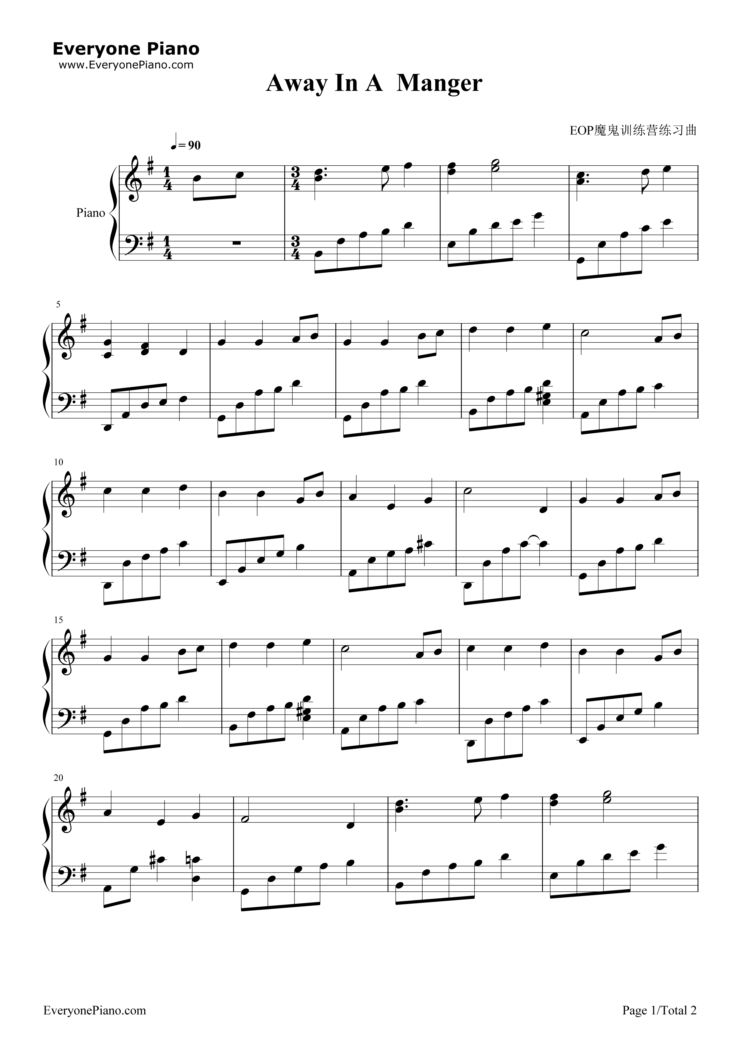Away_In_A_Manger钢琴谱_Susan_Boyle__苏珊大妈