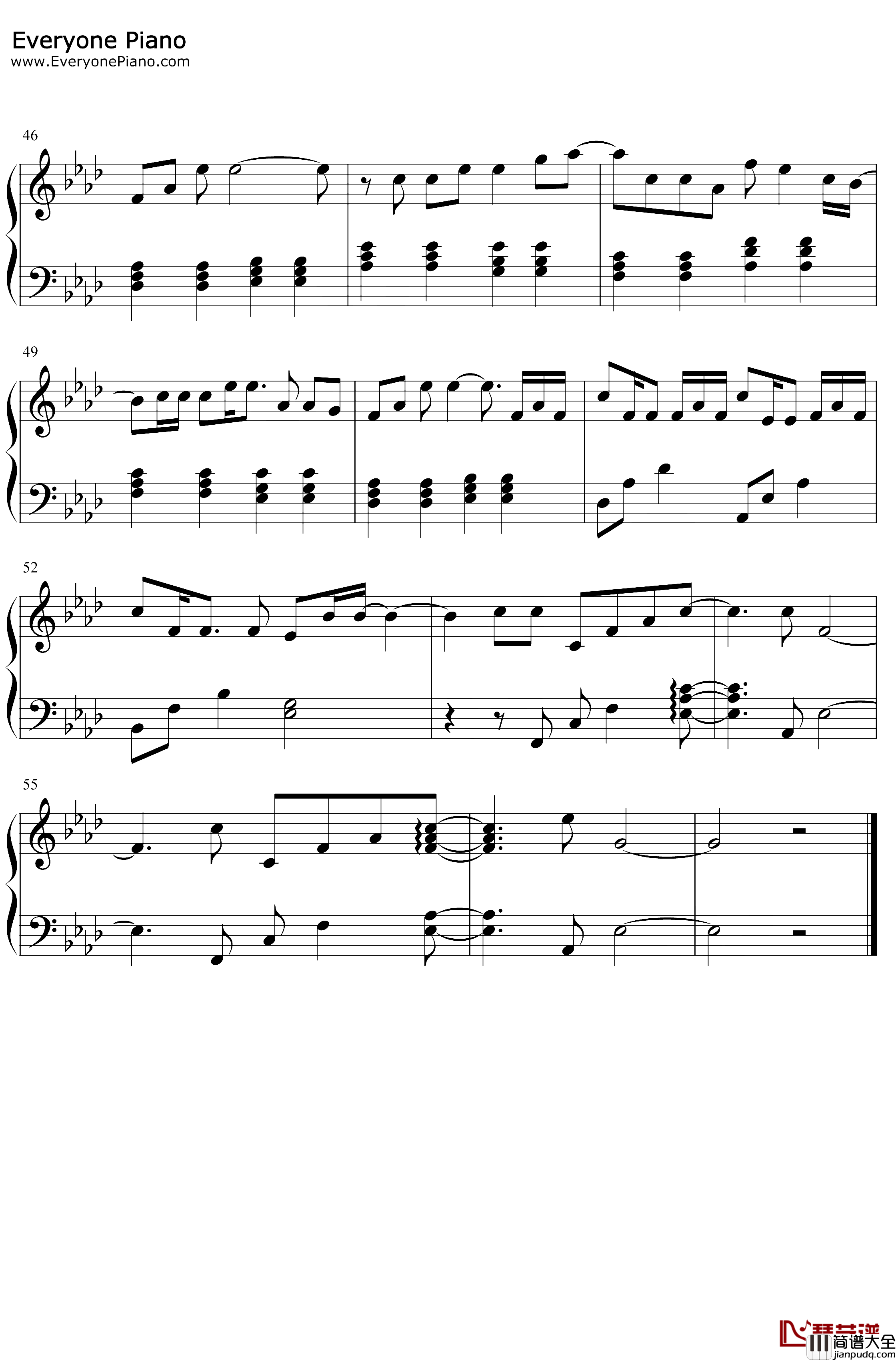 花背后的温柔钢琴谱_官鸿_完美还原版_流星花园插曲