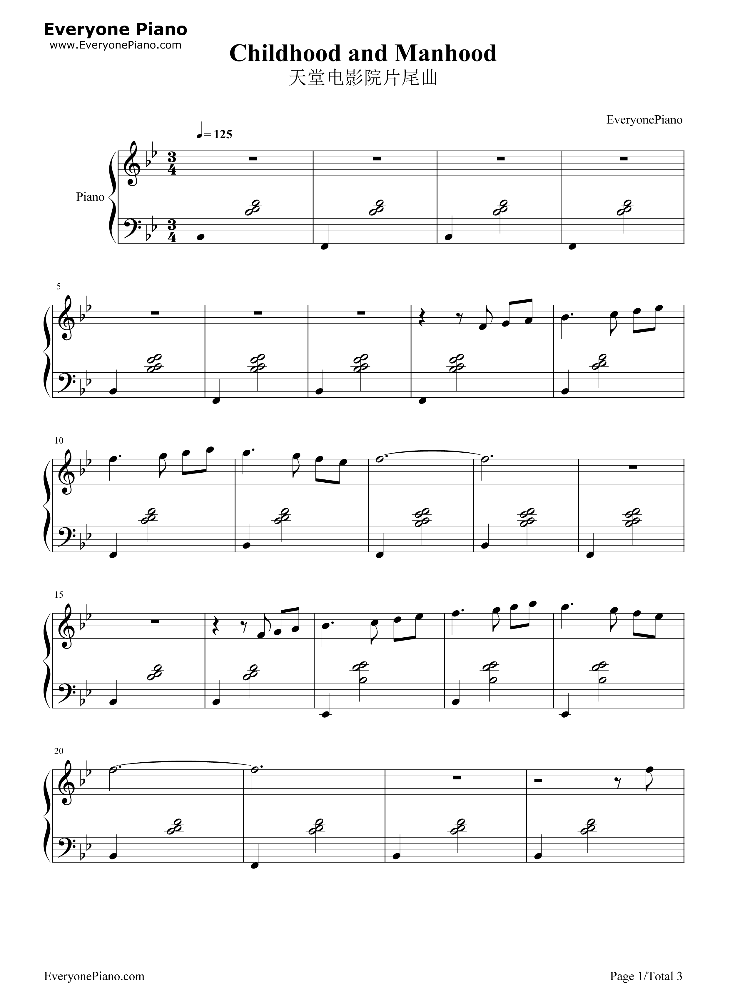 Childhood_and_Manhood钢琴谱_Ennio_Morricone