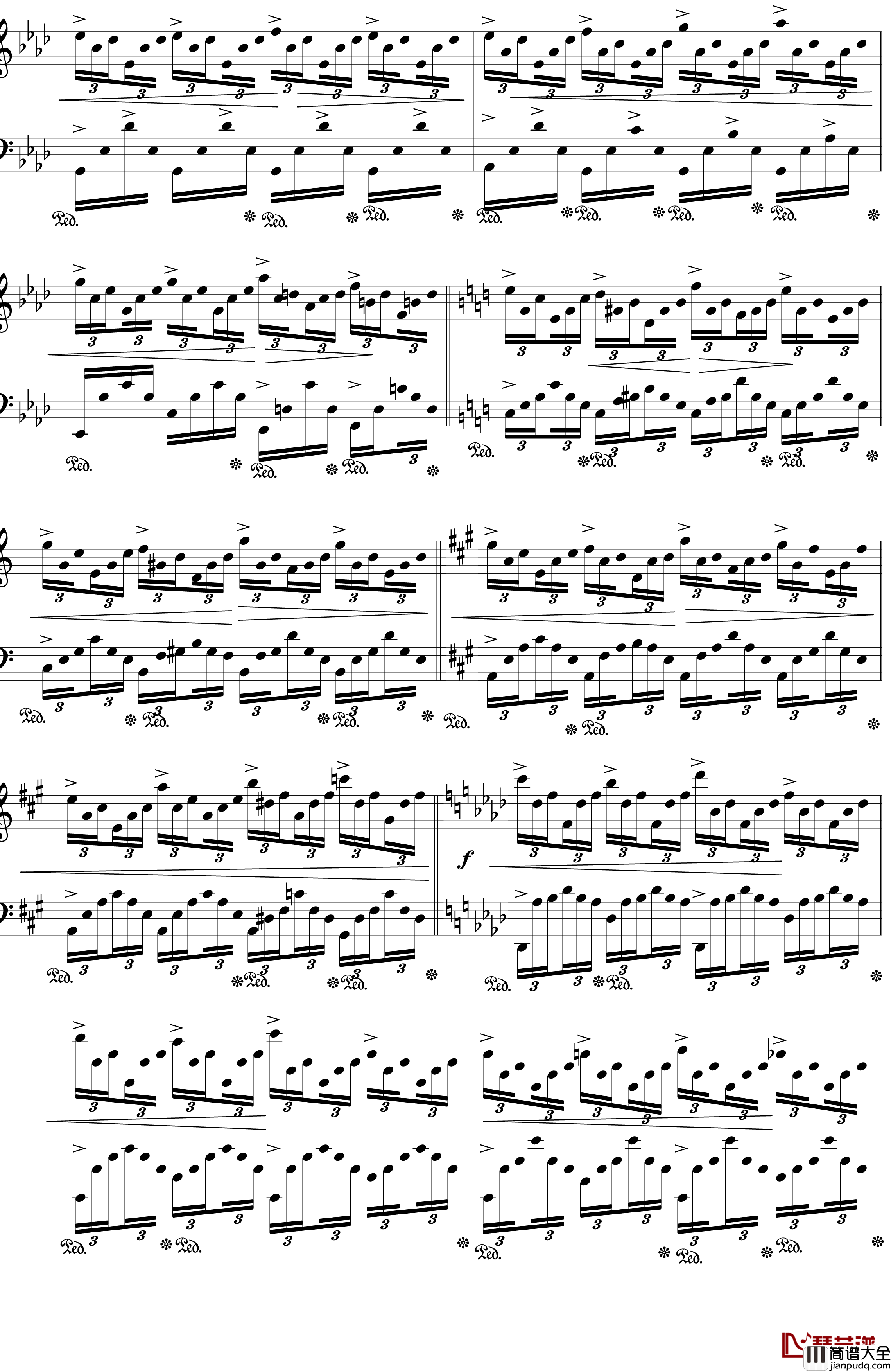 肖邦练习曲op25no1钢琴谱_竖琴_肖邦