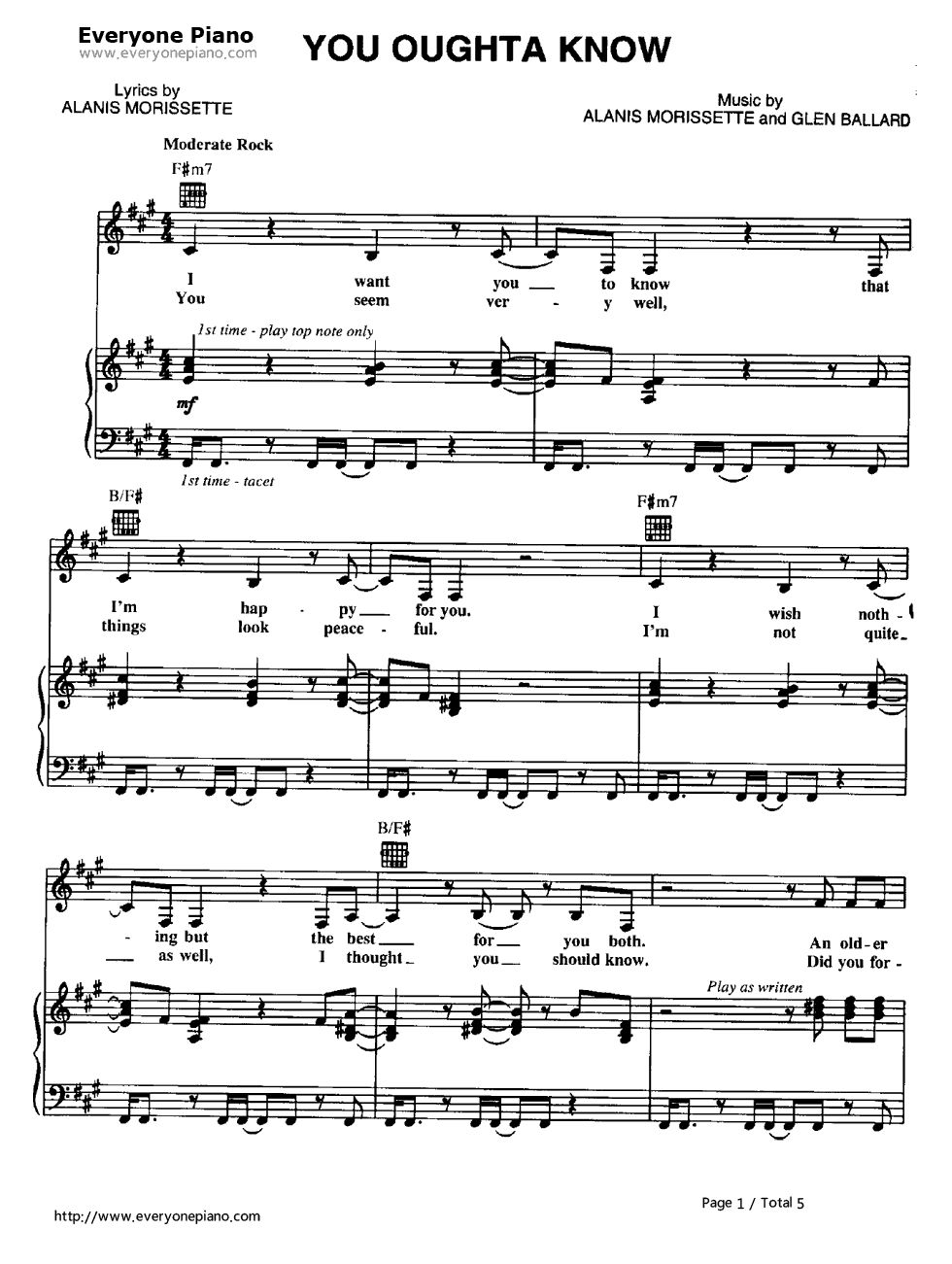 You_Oughta_Know钢琴谱_Alanis_Morissette