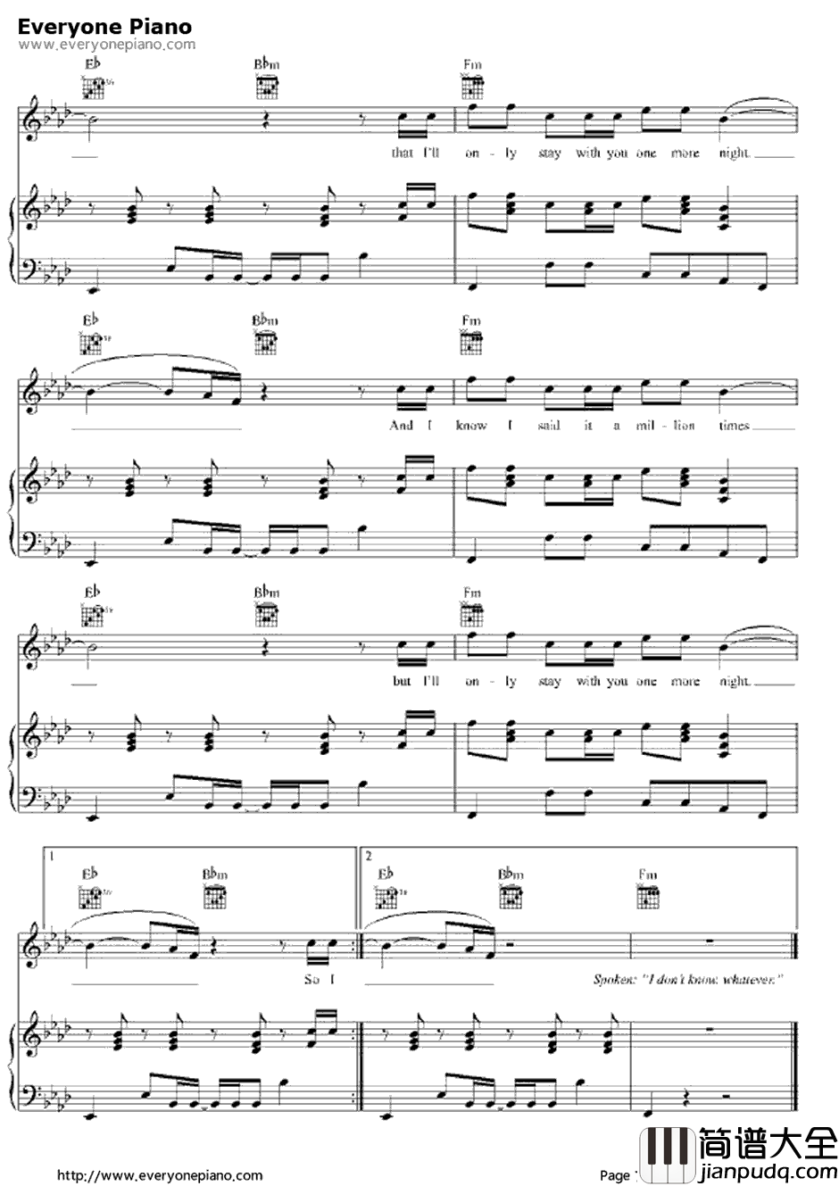 One_More_Night钢琴谱_Maroon5