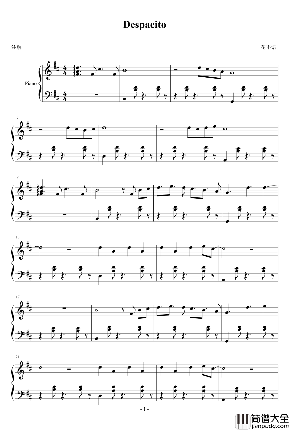 Despacito钢琴谱_Justin_Bieber