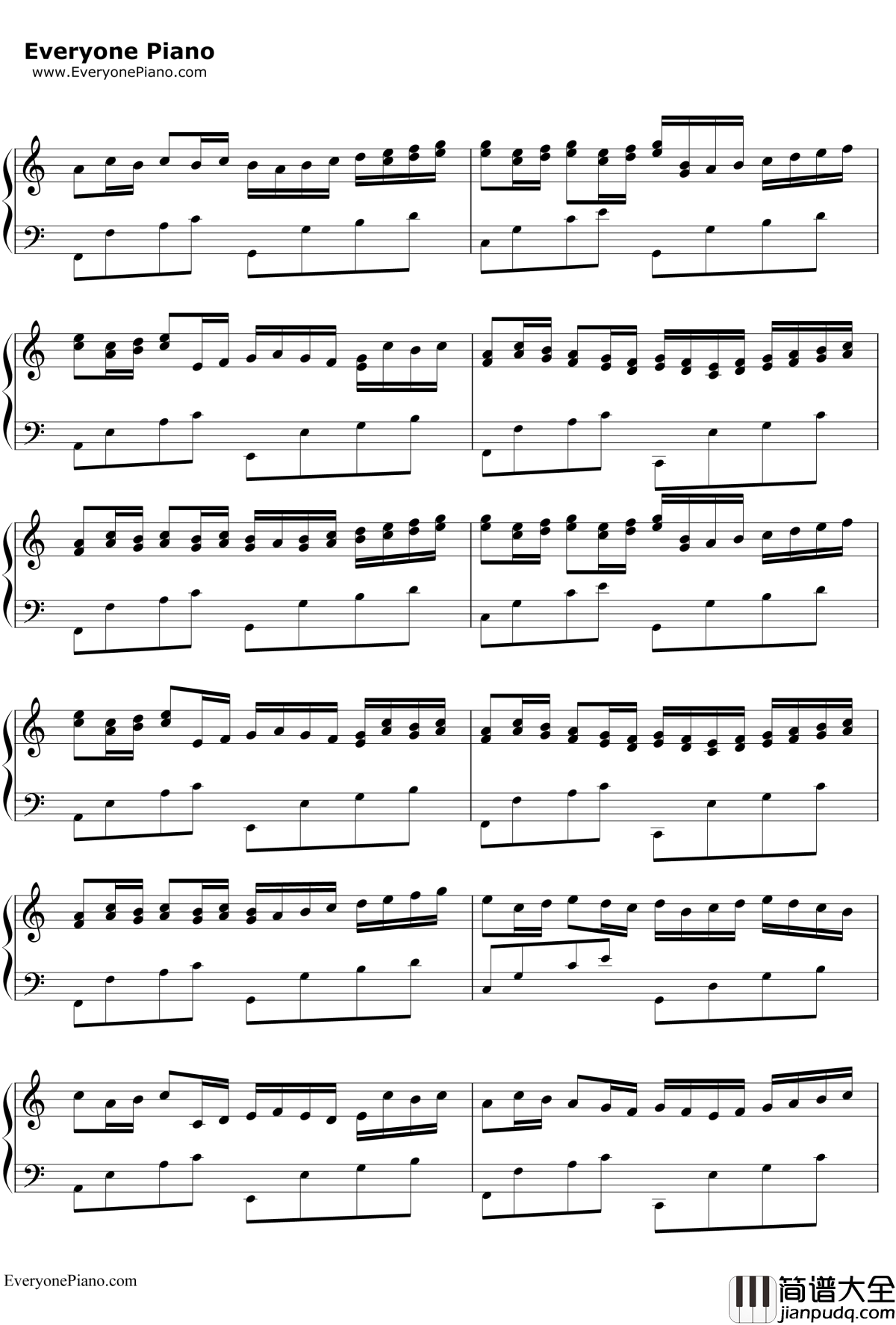 帕赫贝尔的卡农变奏曲钢琴谱_乔治·温斯顿_我的野蛮女友