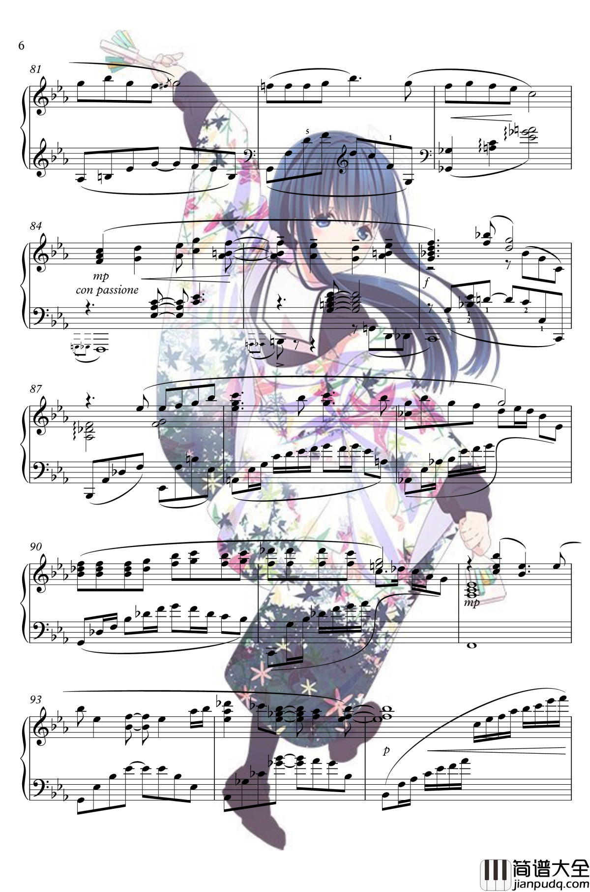 花舞少女OP钢琴谱_花ハ踊レヤいろはにほ