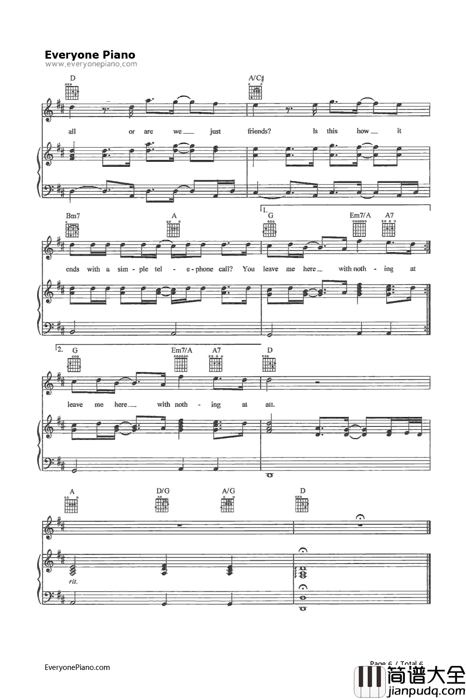 All_or_Nothing钢琴谱_O_Town