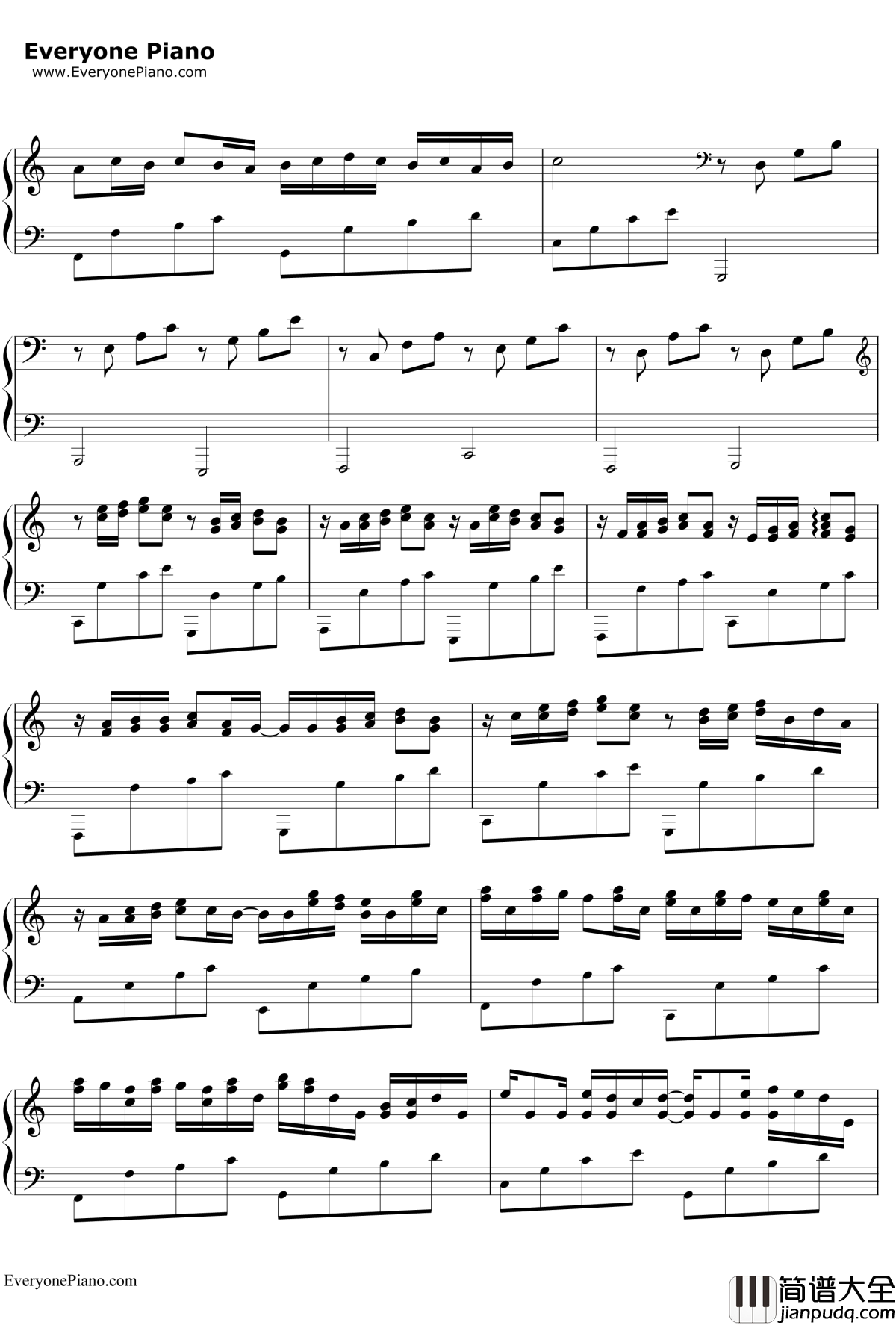 帕赫贝尔的卡农变奏曲钢琴谱_乔治·温斯顿_我的野蛮女友