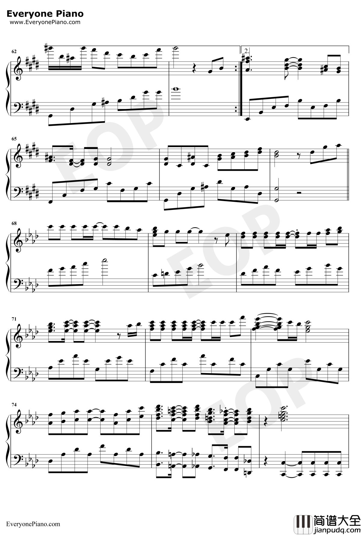 深爱钢琴谱_水树奈奈_动漫白色相簿主题曲