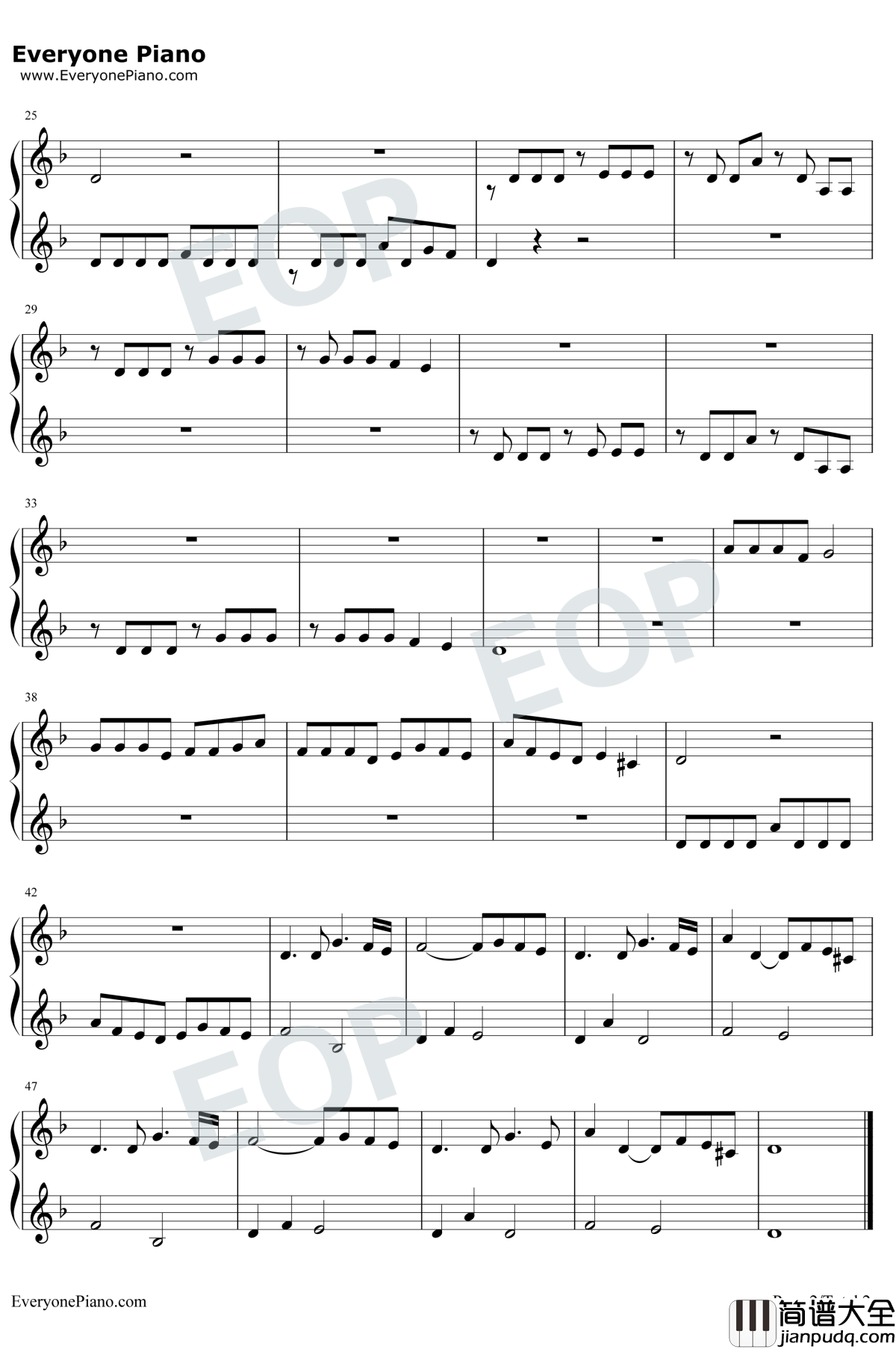 Les_Choristes钢琴谱_Bruno_Coulais