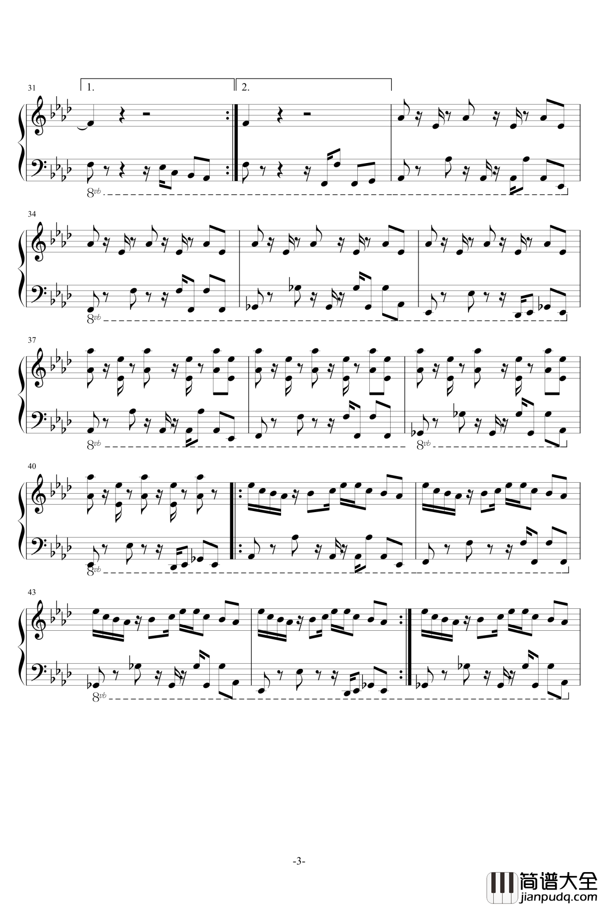 Aexl_F钢琴谱_Beverly_Hills_Cop_Main_Theme_妙探出差