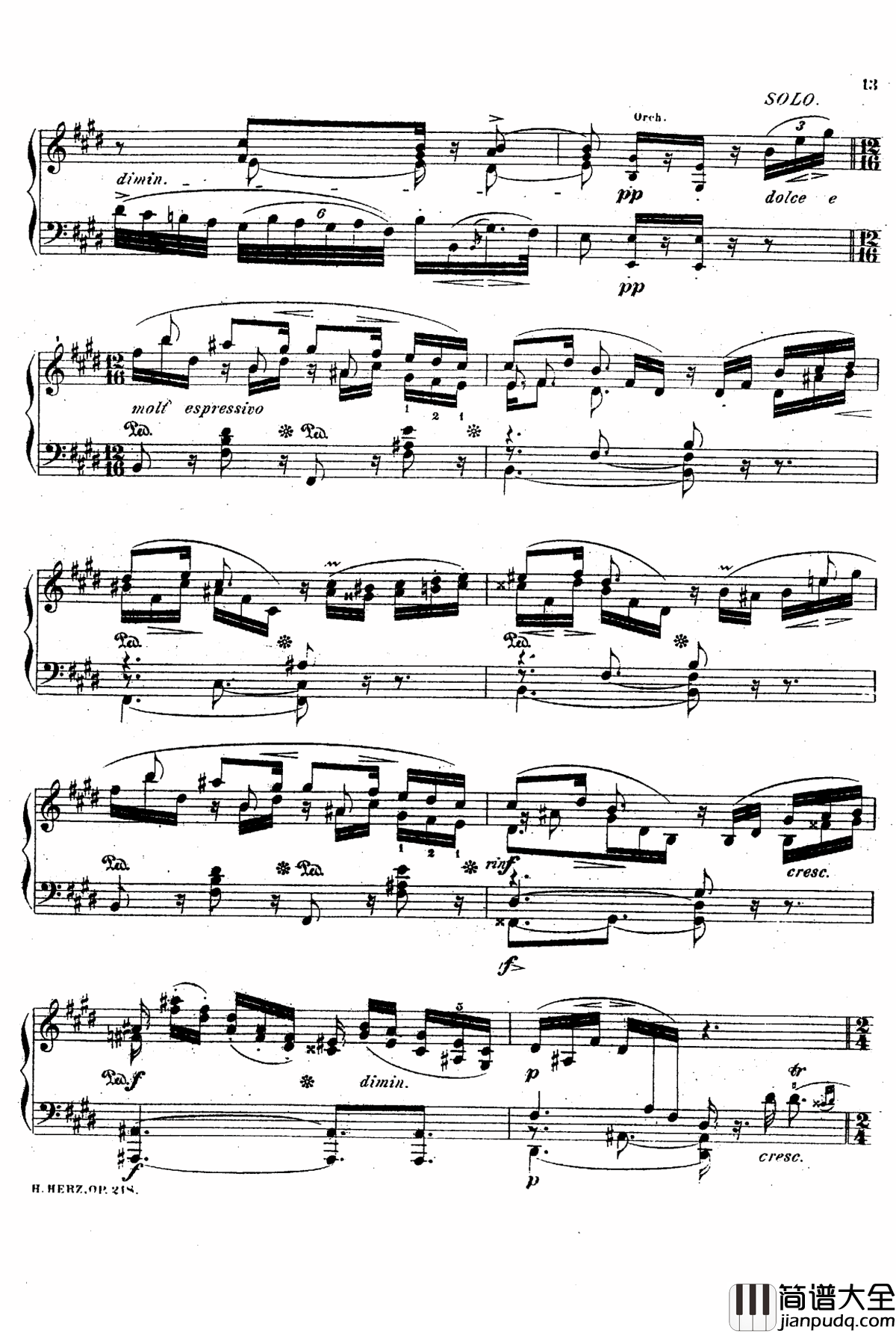 降A大调第八钢琴协奏曲Op.218钢琴谱_赫尔兹