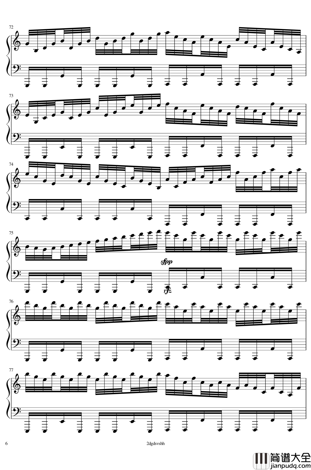 卡农摇滚版钢琴谱_钢琴_帕赫贝尔_Pachelbel