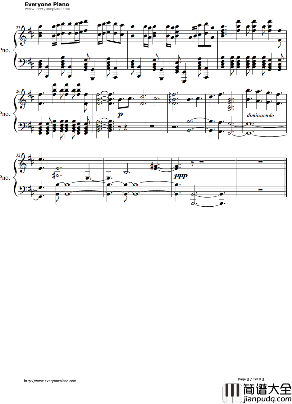 上古卷轴5:天际主题曲钢琴谱_Skyrim