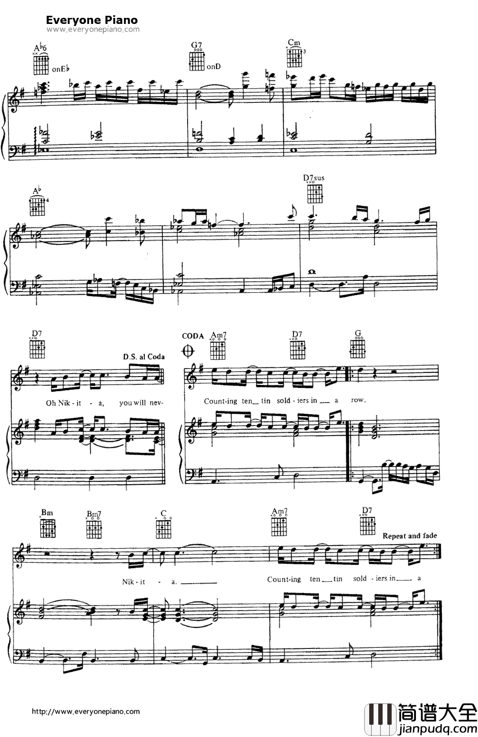 Nikita钢琴谱_EltonJohn 艾尔顿·约翰
