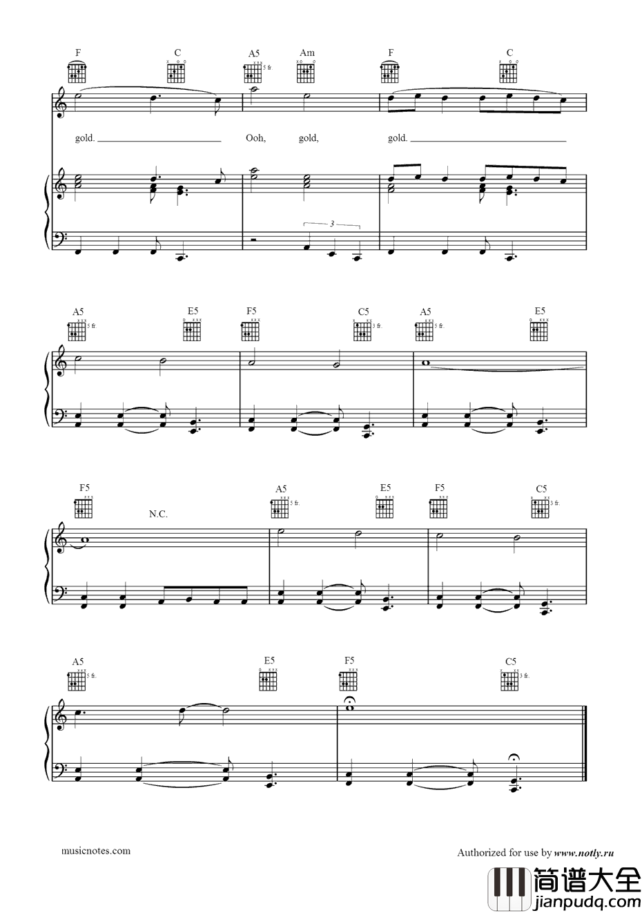 Gold钢琴谱_ImagineDragons