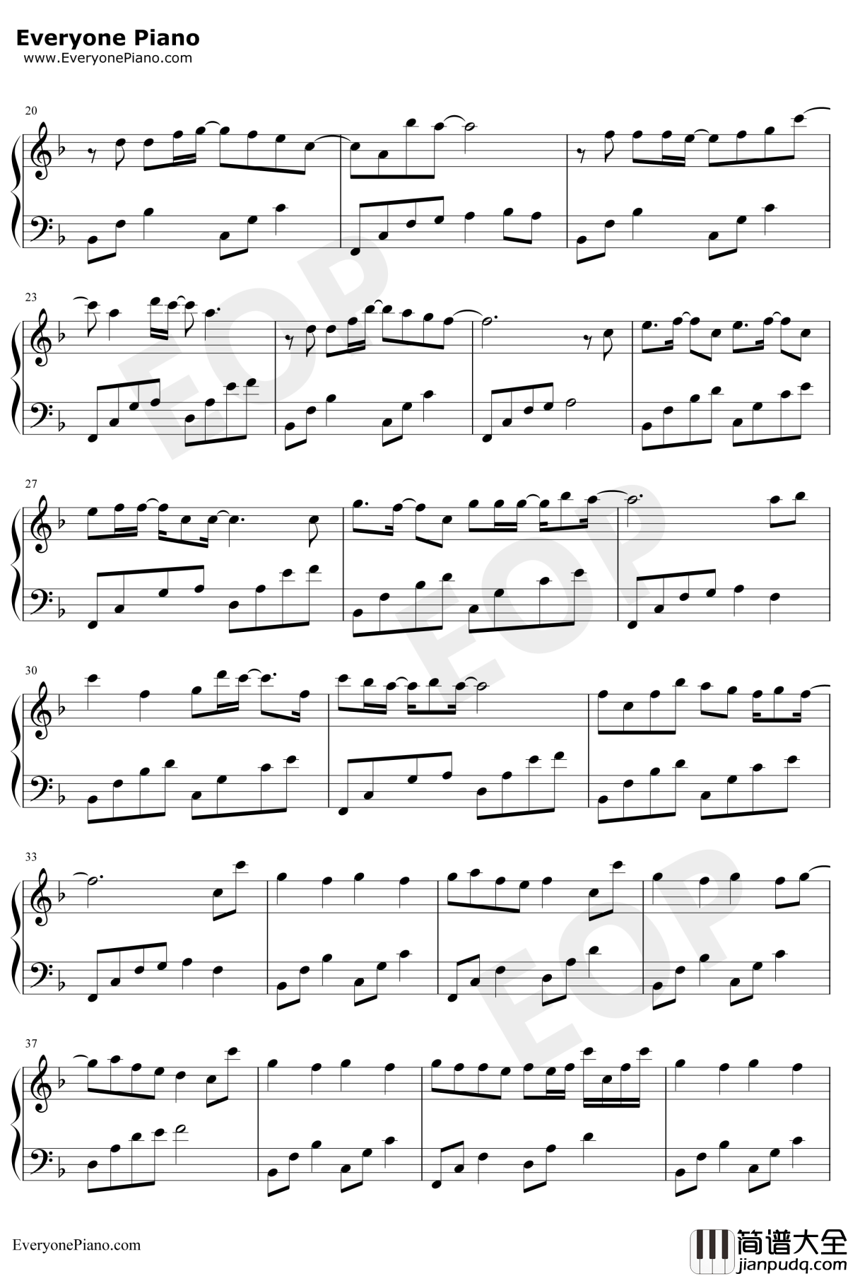 心跳的证明钢琴谱_刘人语_一吻定情心动版主题曲