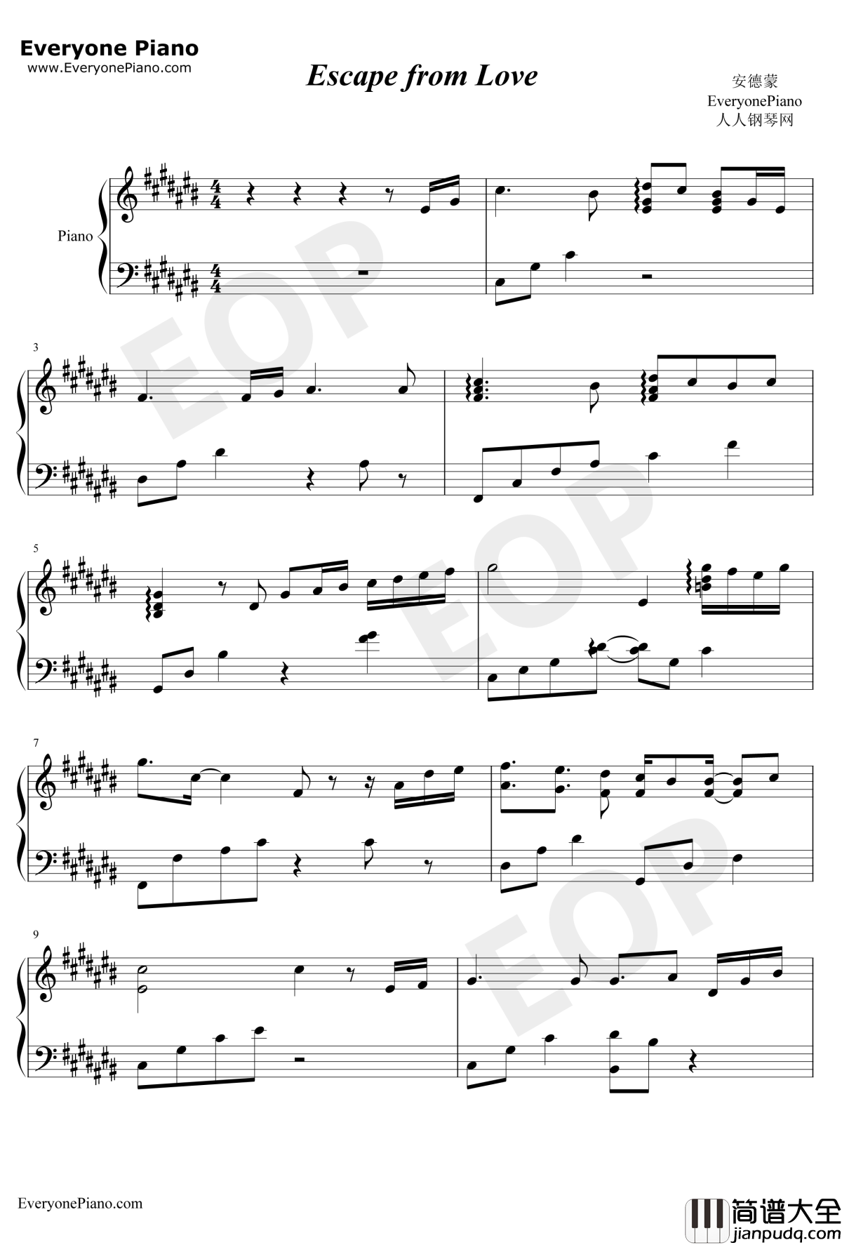 Escape_from_Love钢琴谱_Andemund_Orchestra