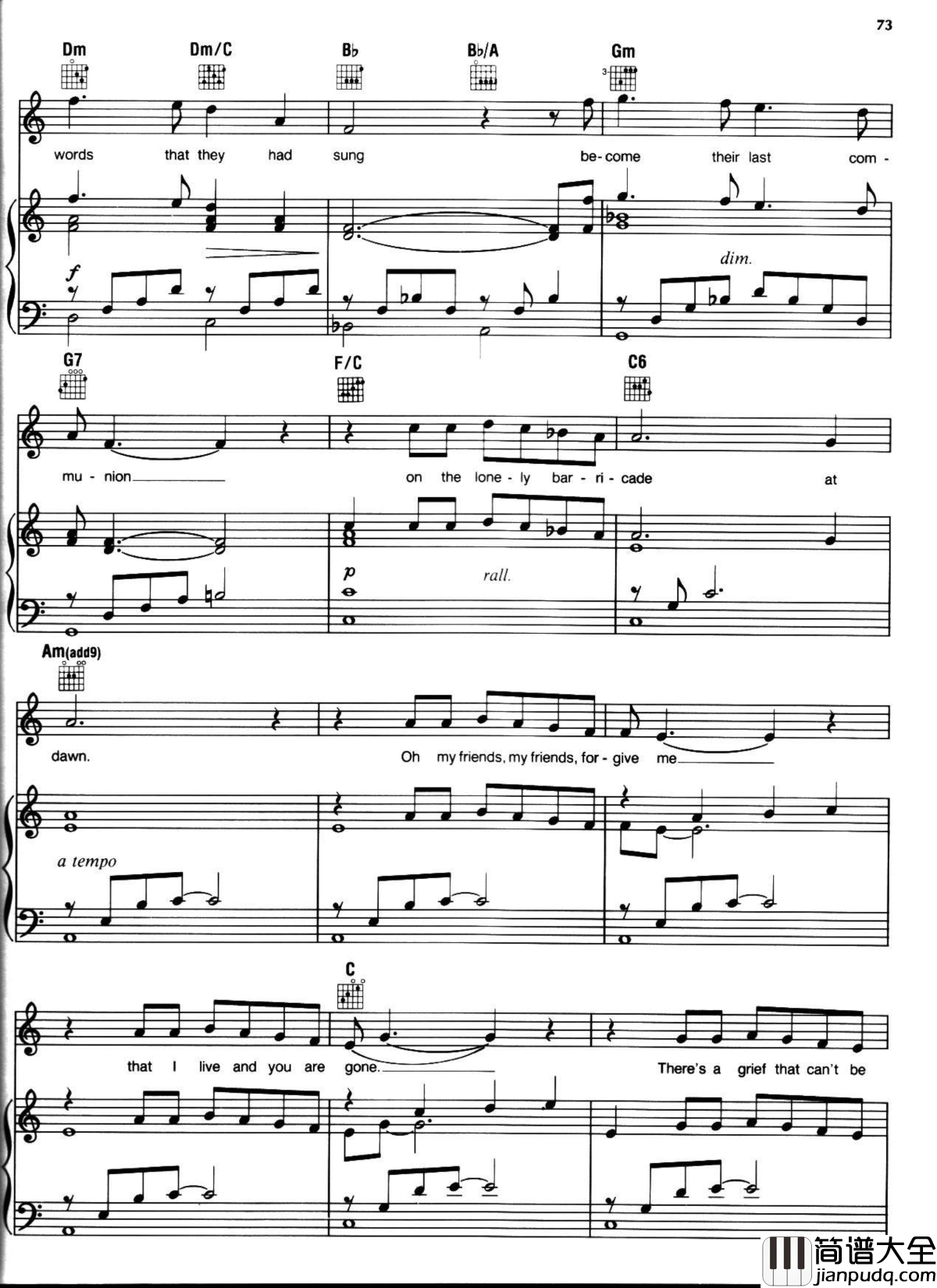 悲惨世界弹唱谱全集钢琴谱_Les_Miserables