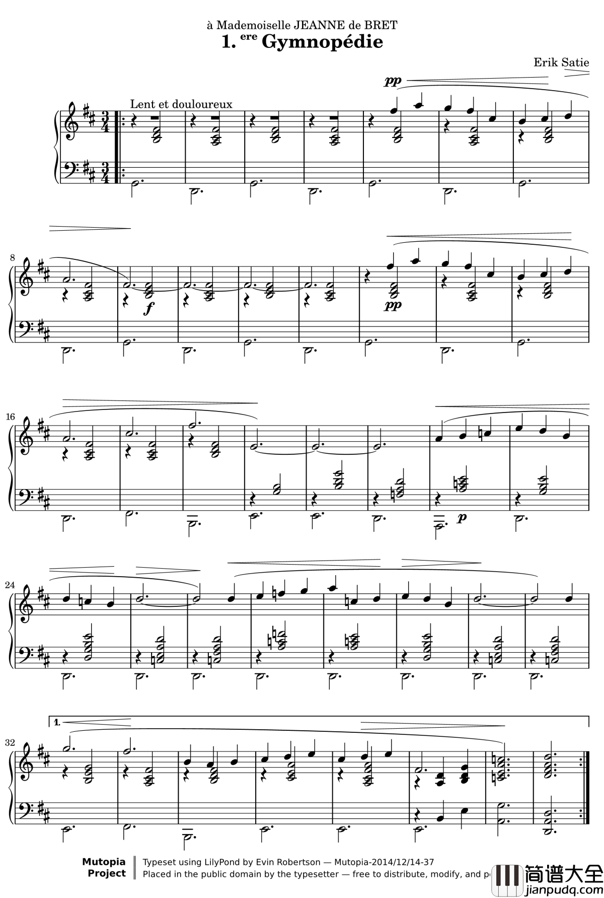 Gymnopedie_Nr.1钢琴谱_Martin_Ermen