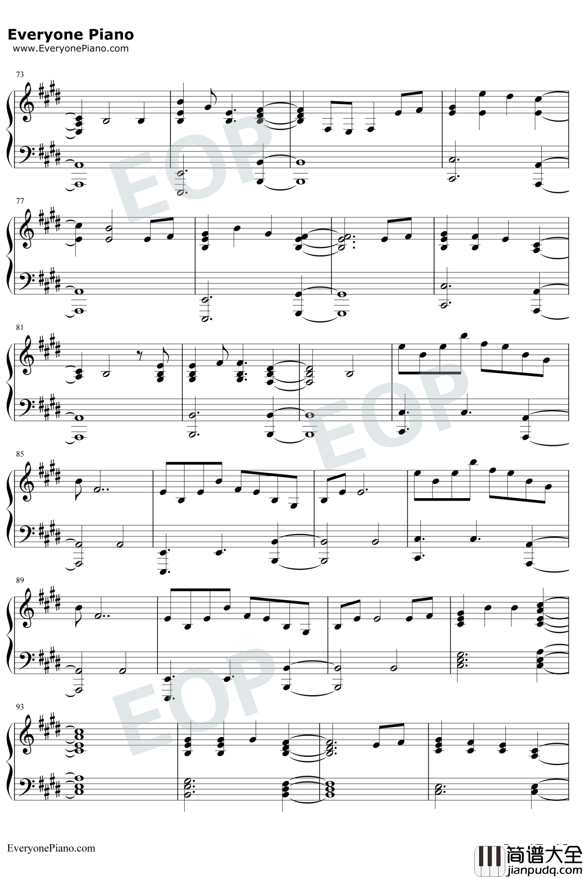 Everglow钢琴谱_Coldplay