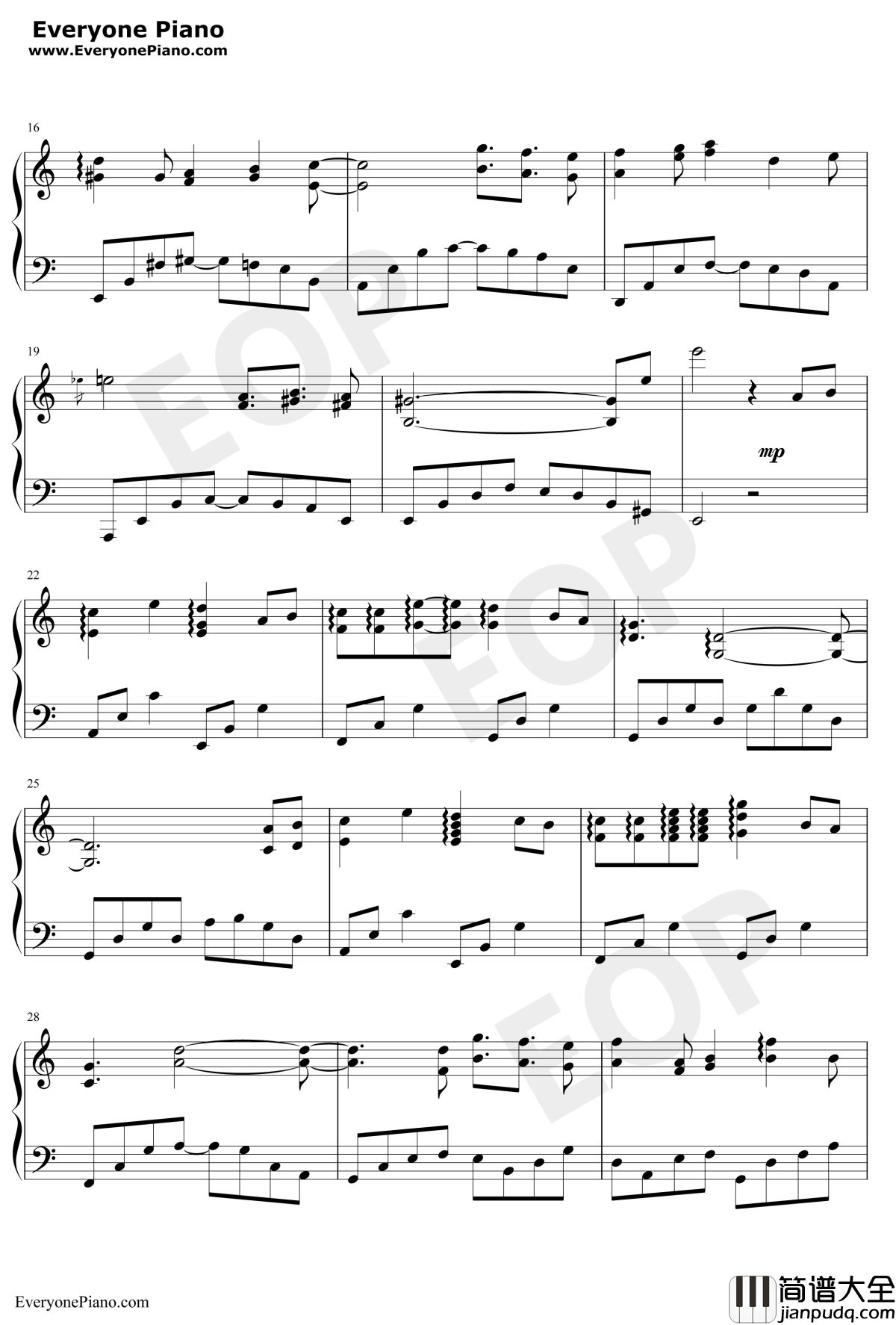 守候钢琴谱_徐冥蕾心然_新绝代双骄3主题曲