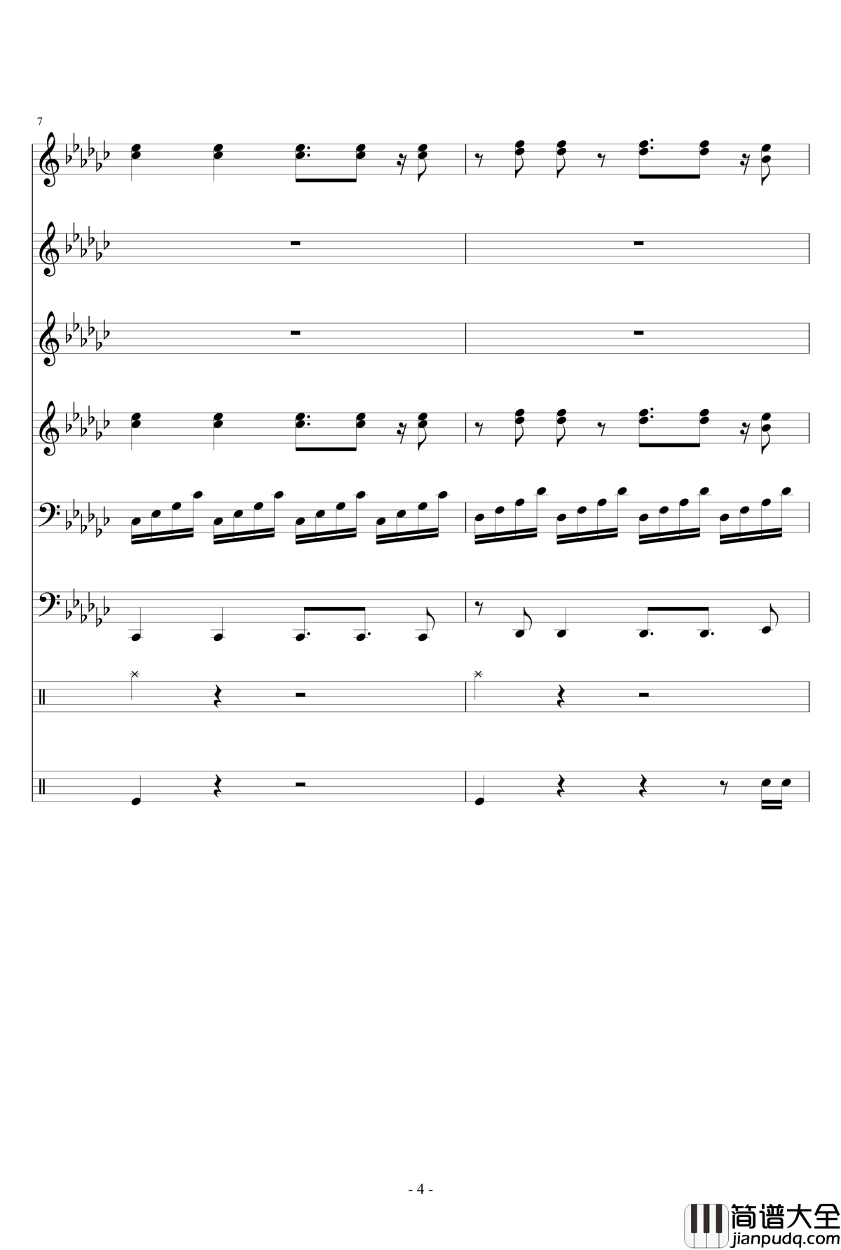 少女绮想曲钢琴谱_节奏大师
