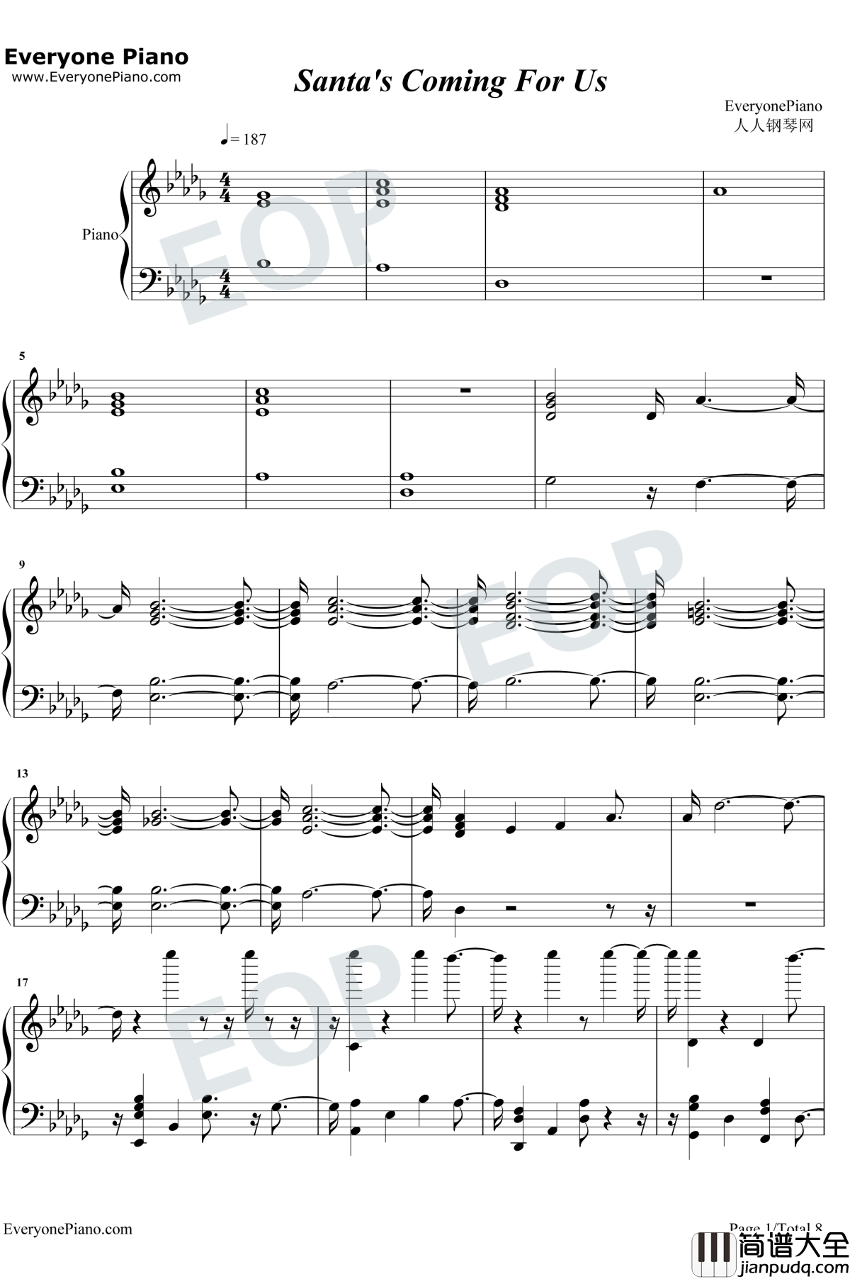 Santa's_Coming_For_Us钢琴谱_Sia/Greg_Kurstin