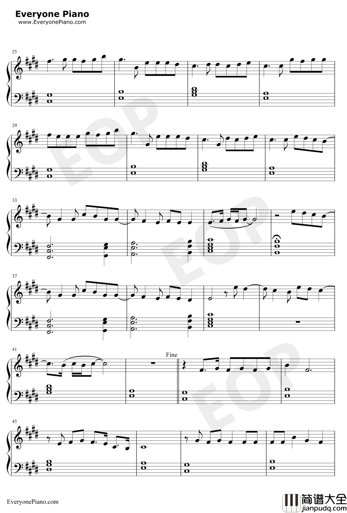 Fire_on_Fire钢琴谱_SamSmith_兔子共和国主题曲