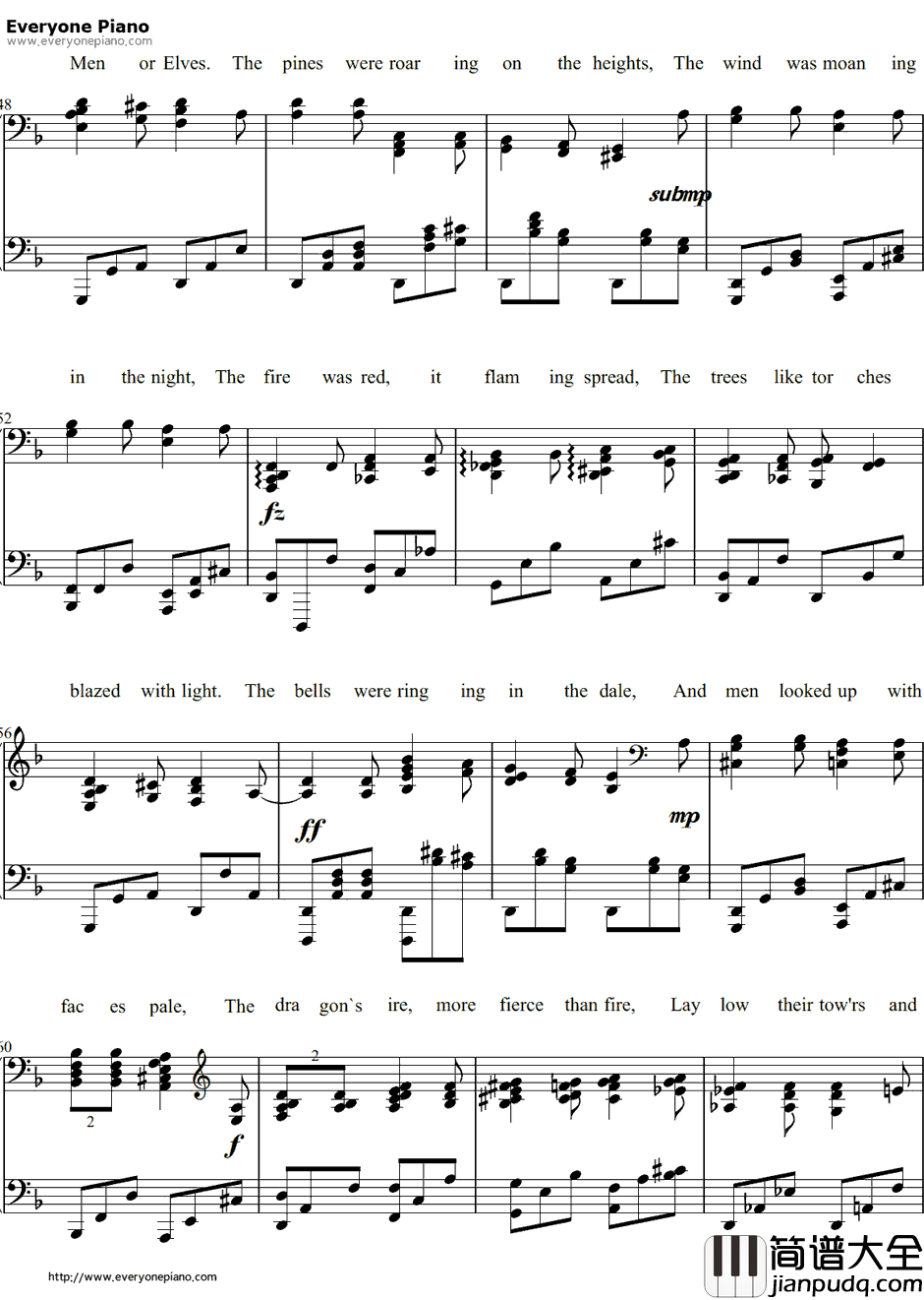 Far_over_the_Misty_Mountains_Cold钢琴谱_Tolkien_霍比特人OST