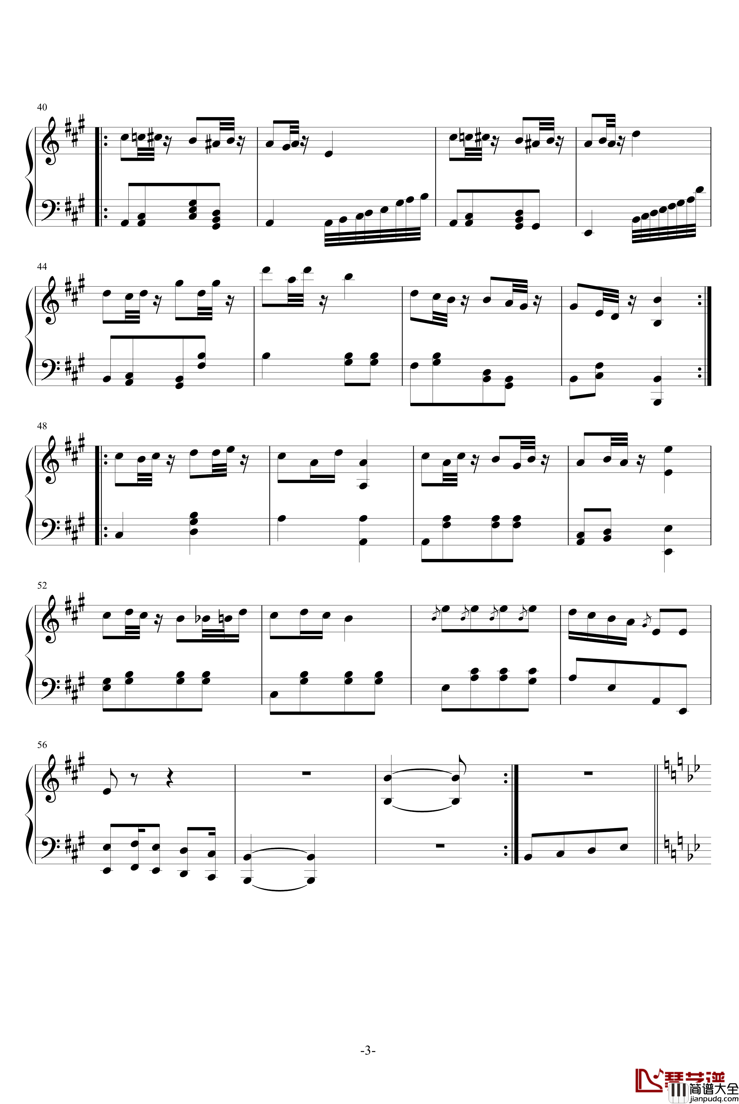 疯癫变奏曲钢琴谱_仿土耳其进行曲_rockyou