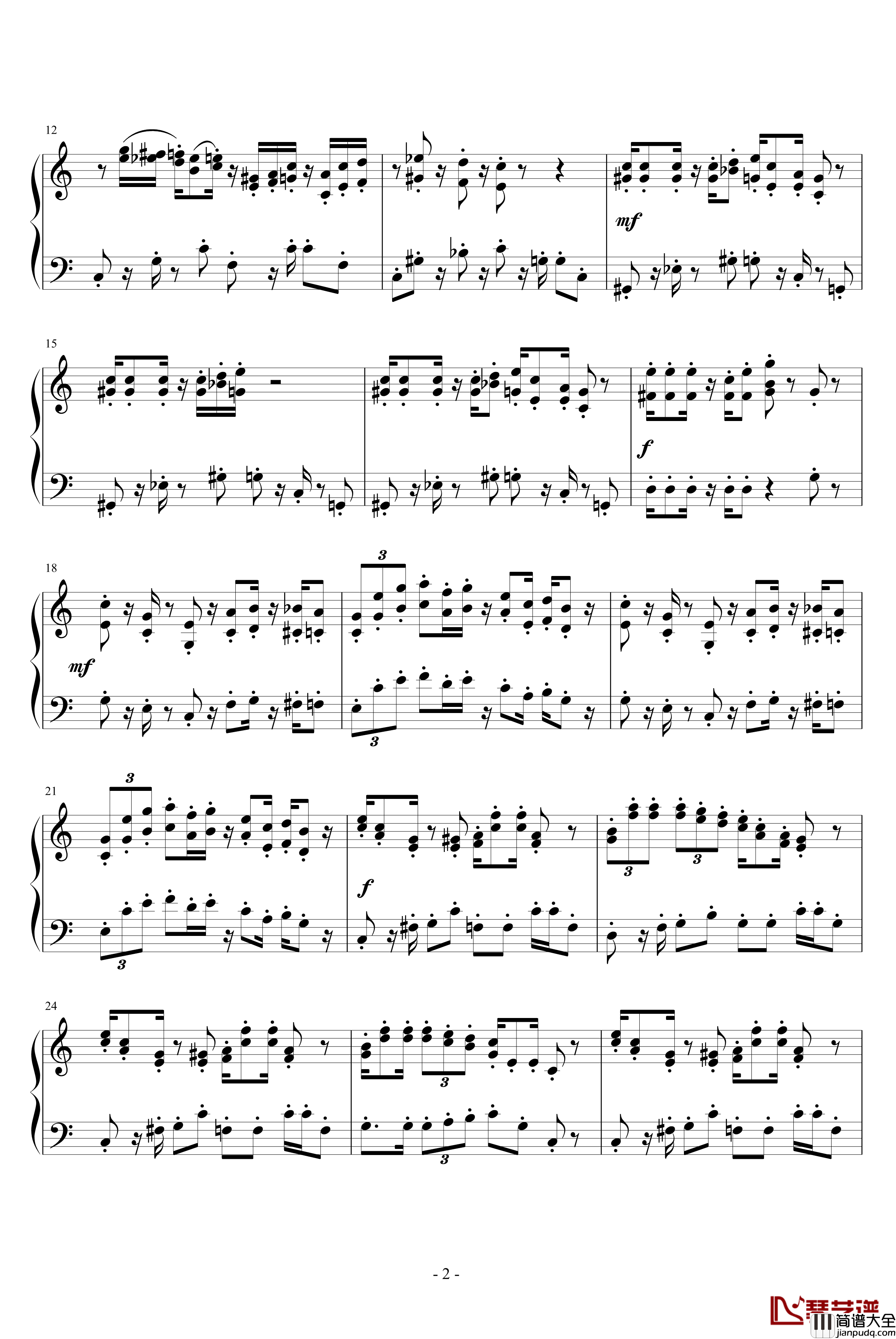 超级玛莉_Super_Mario_Bros.钢琴谱_完全优化版_超级玛莉