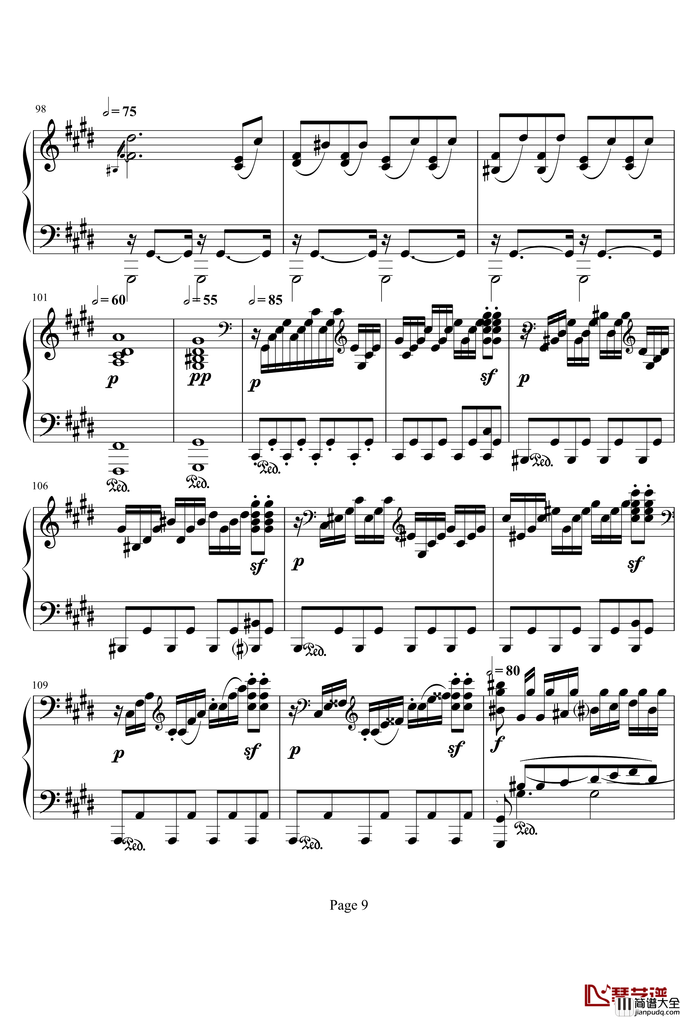 月光奏鸣曲第三乐章钢琴谱_贝多芬_beethoven