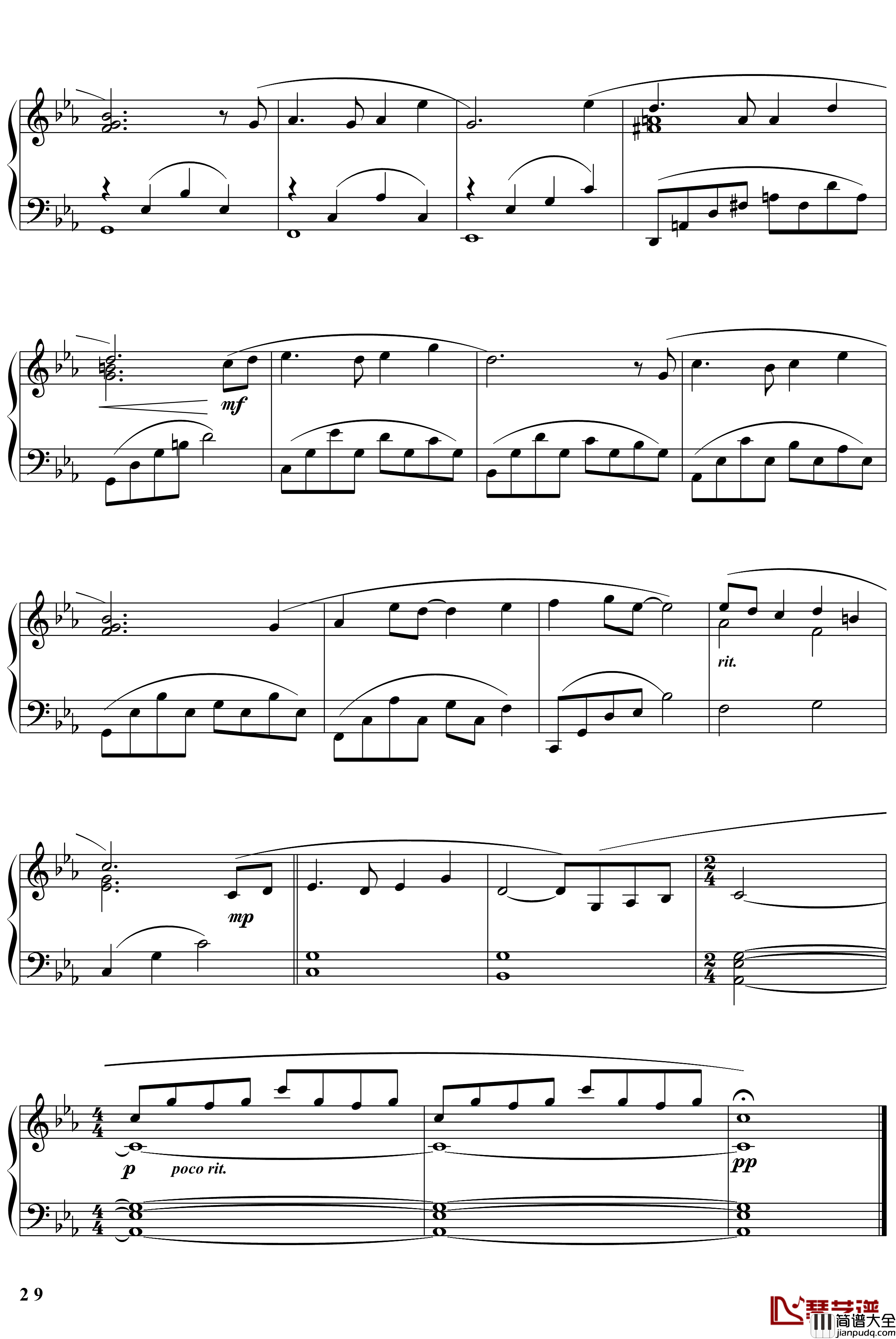 天空之城主题曲钢琴谱_完整版_天空之城