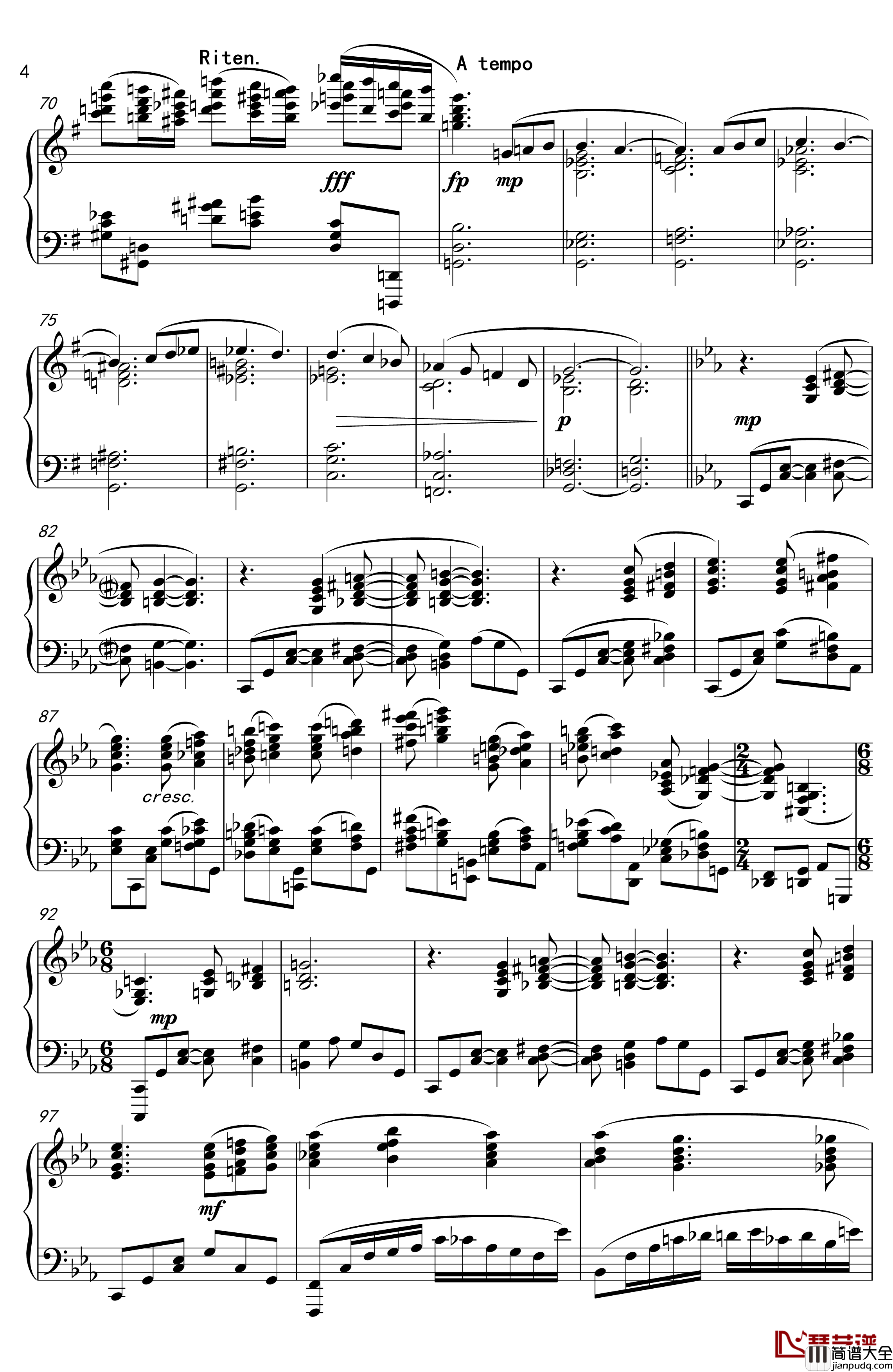 幻想曲钢琴谱_钢琴曲4首，Op3no3_榕剑