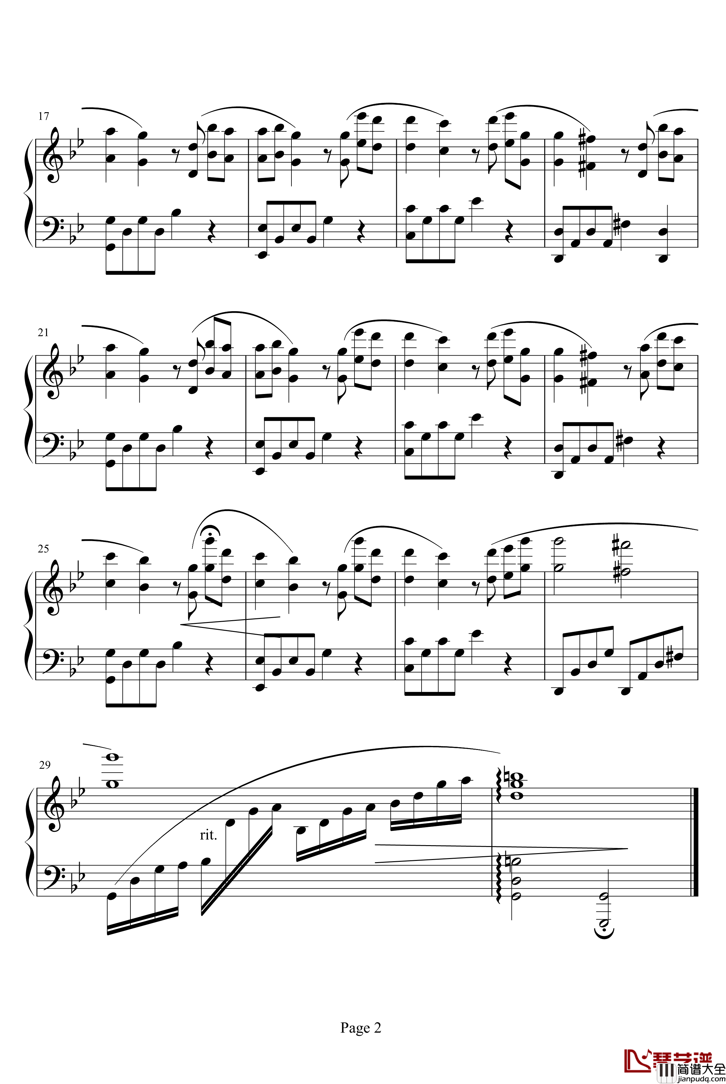 牵手主题曲钢琴谱_影视
