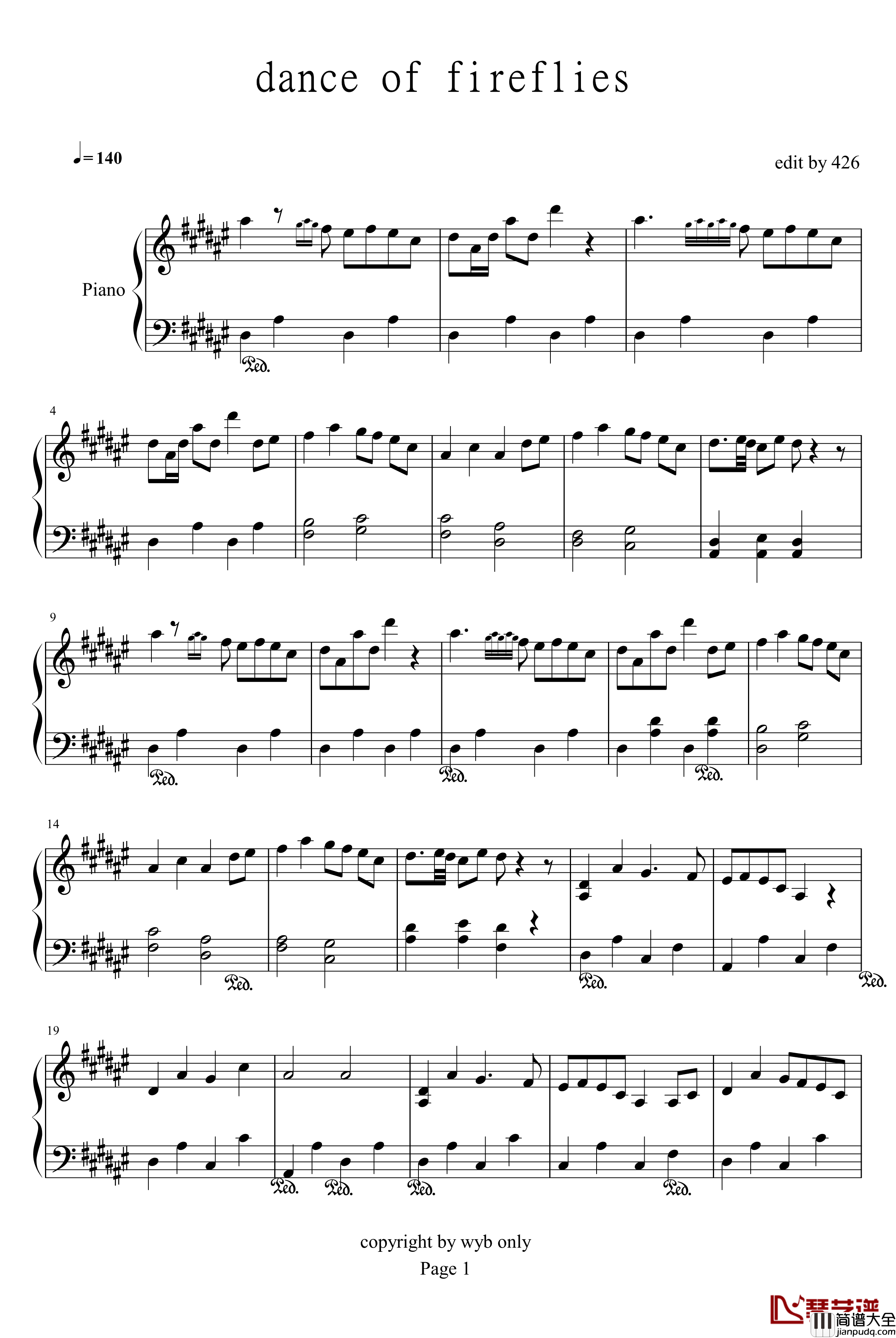 dance_of_fireflies钢琴谱_影视