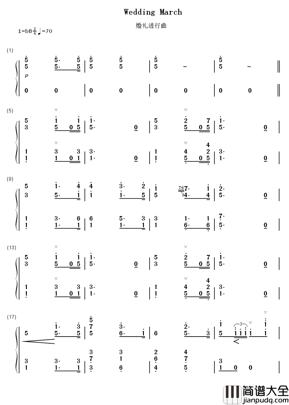 婚礼进行曲简谱_原来出自瓦格纳的歌剧罗恩格林