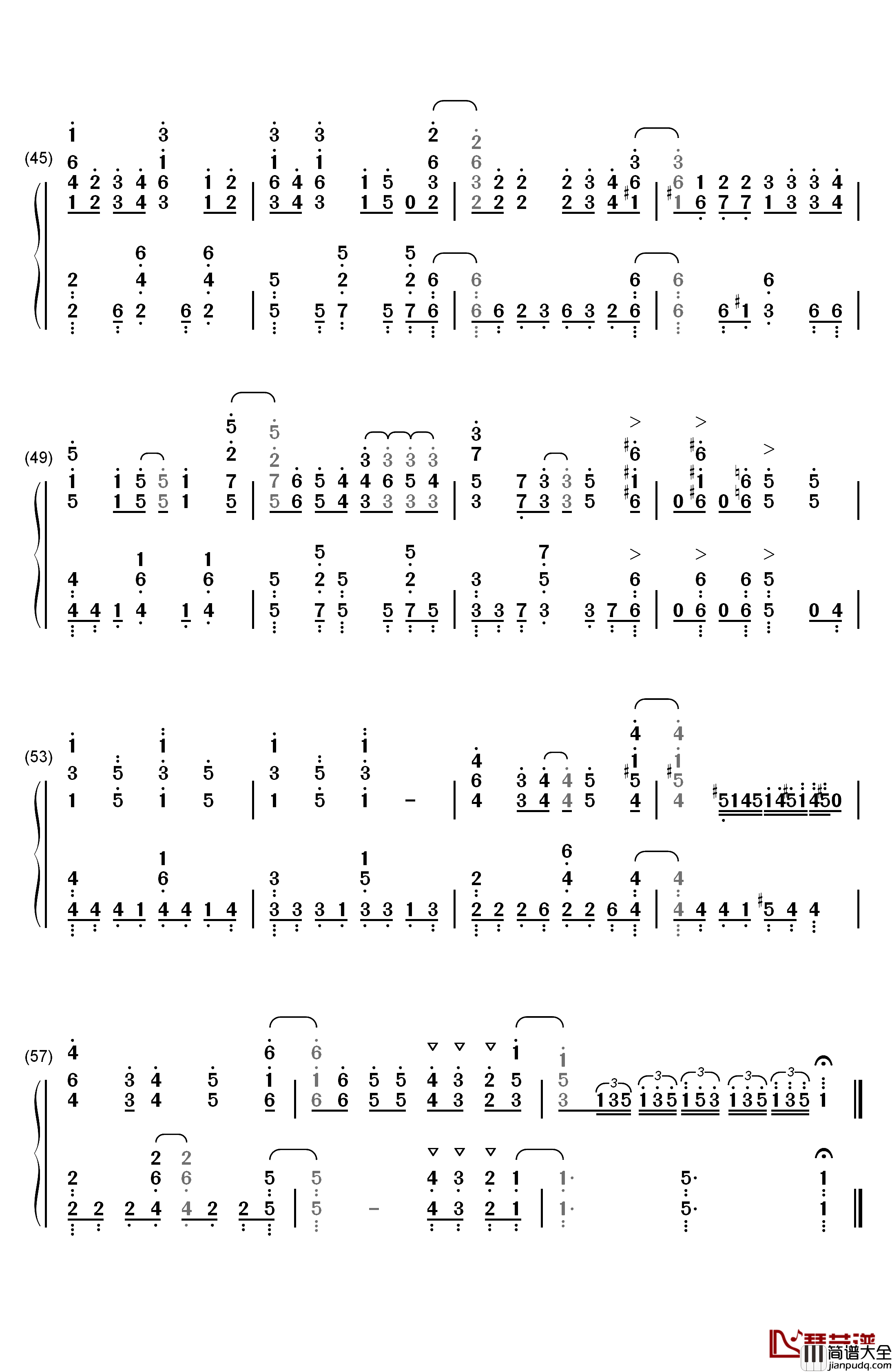 ノーポイッ!钢琴简谱_数字双手_Petit_Rabbit's