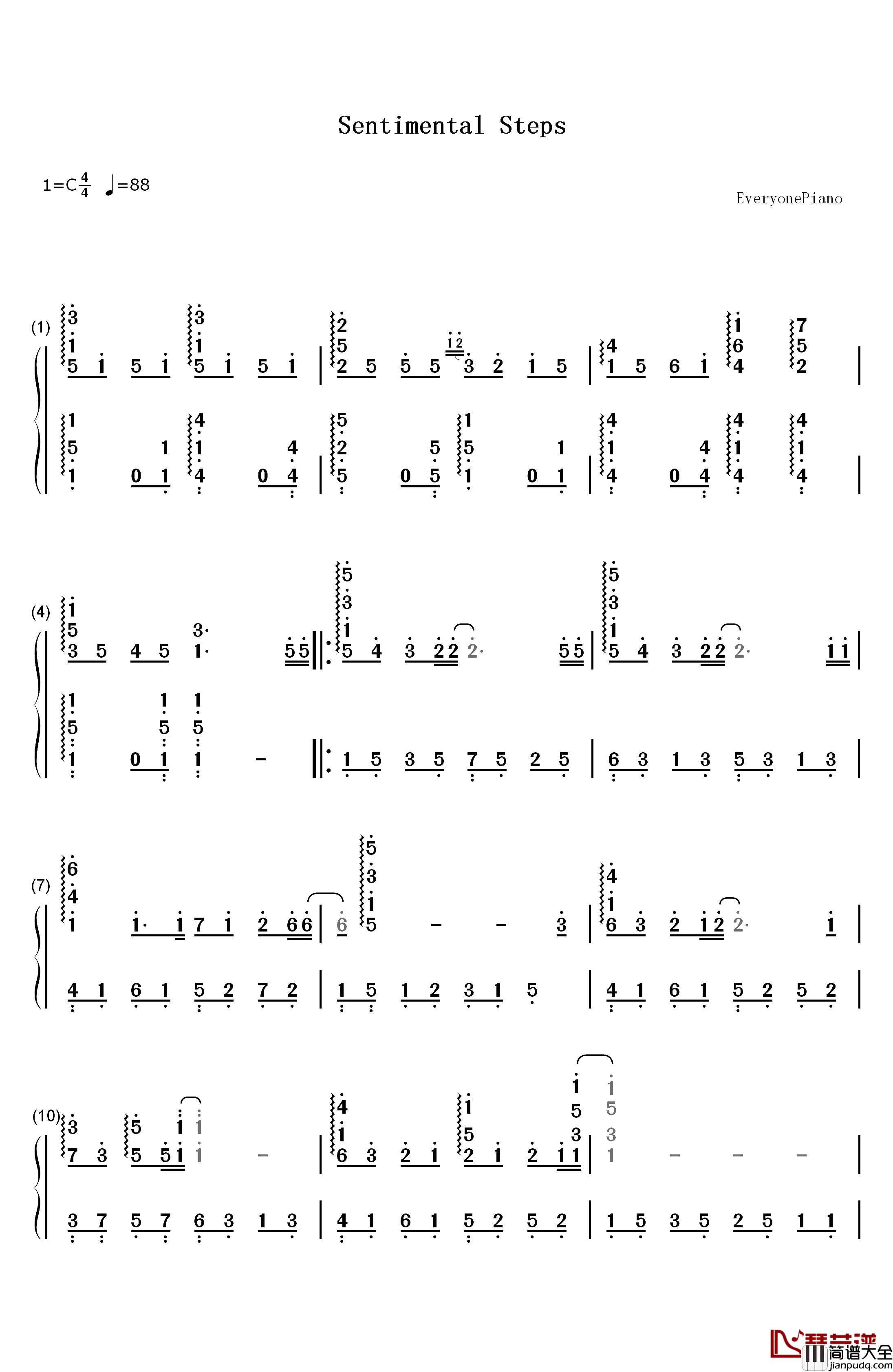 Sentimental_Steps钢琴简谱_数字双手_μ's