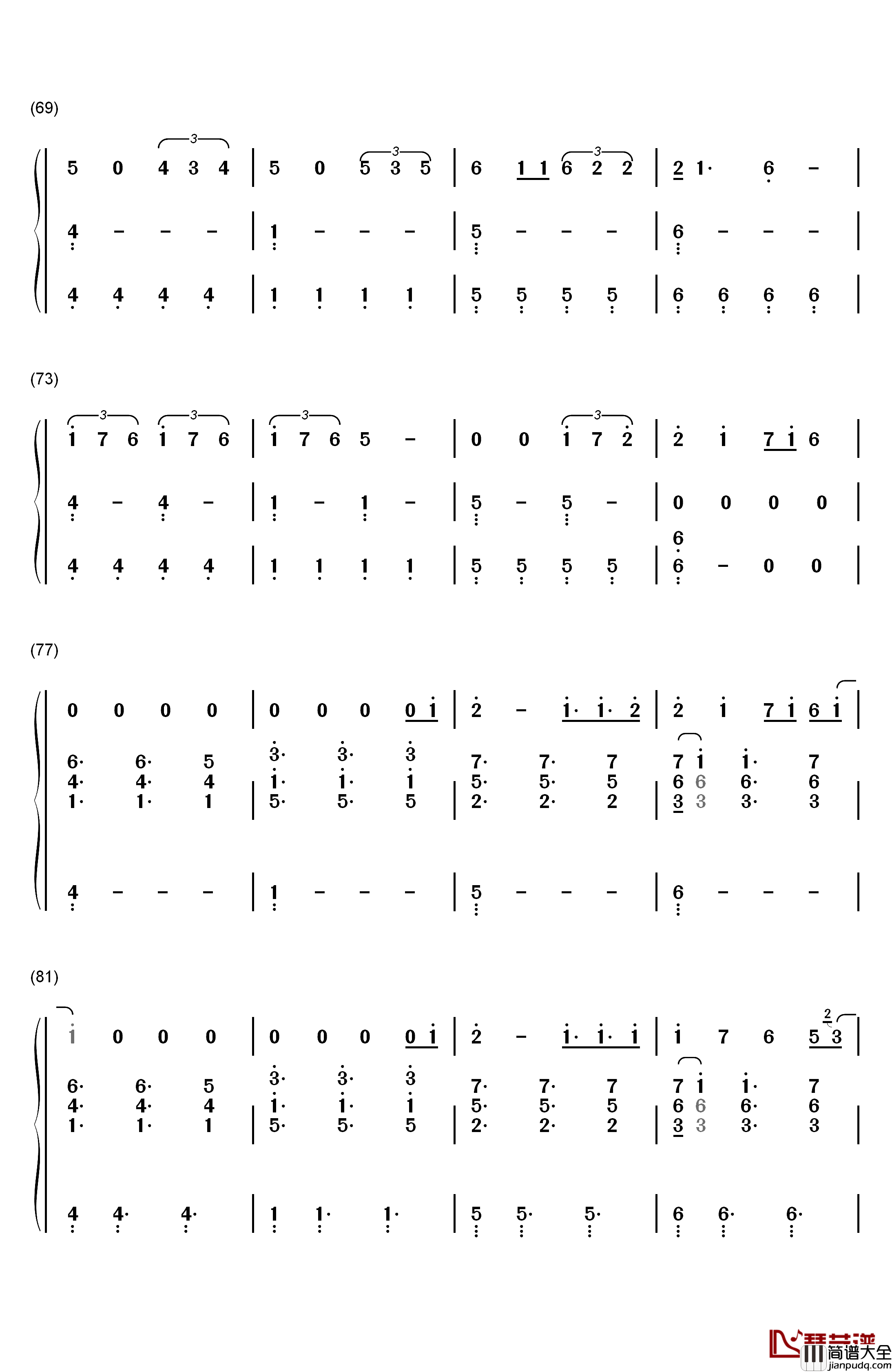 Dont_Let_Me_Down(三声部)钢琴简谱_数字双手_The_Chainsmokers