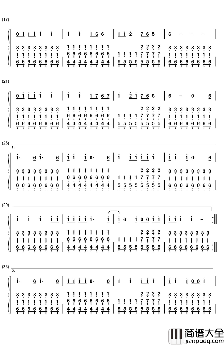 Uma_Thurman钢琴简谱_数字双手_Fall_Out_Boy