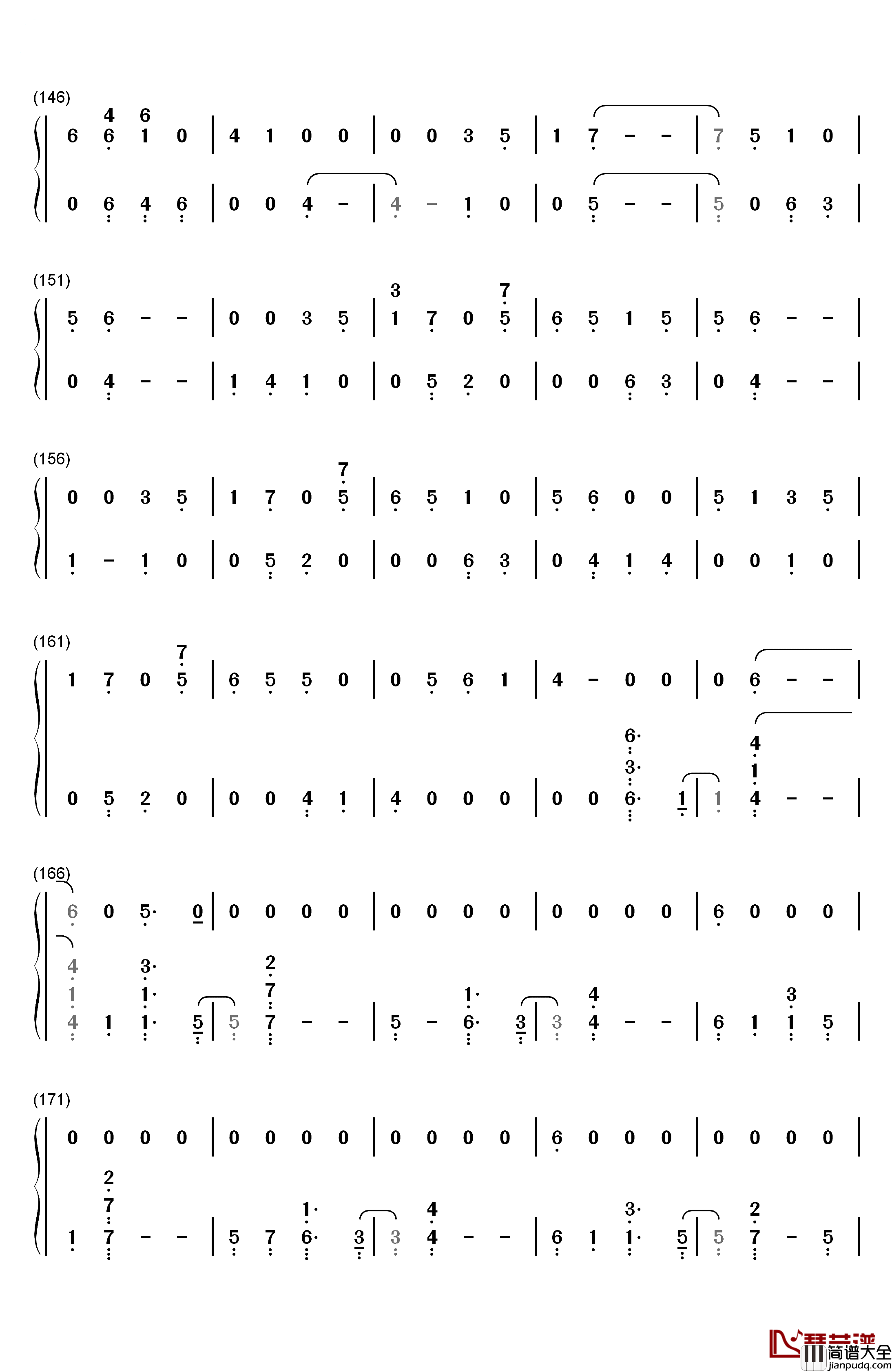 Don't_Give_In钢琴简谱_数字双手_Snow_Patrol