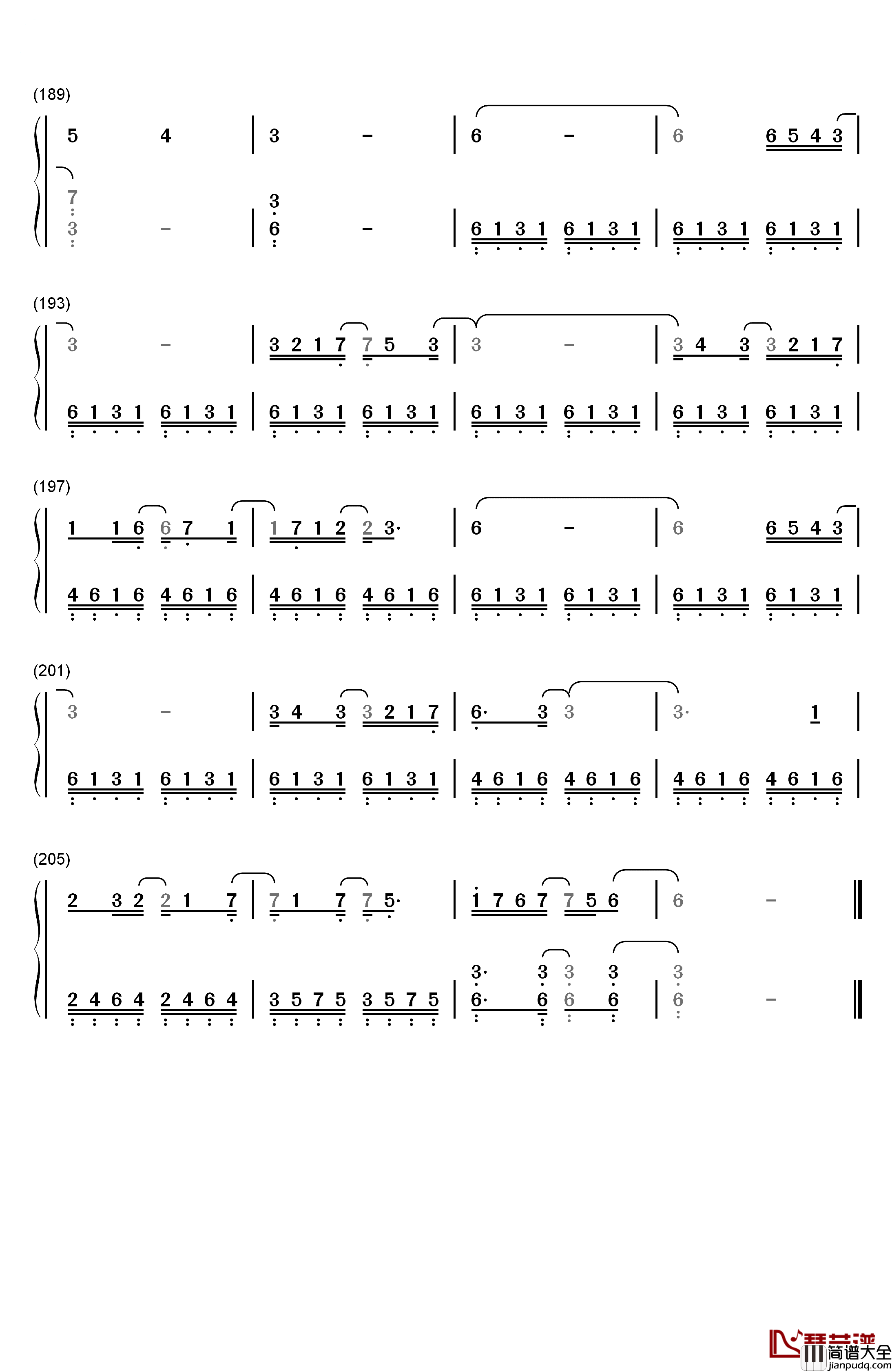 碧き願い钢琴简谱_数字双手_佐坂めぐみ